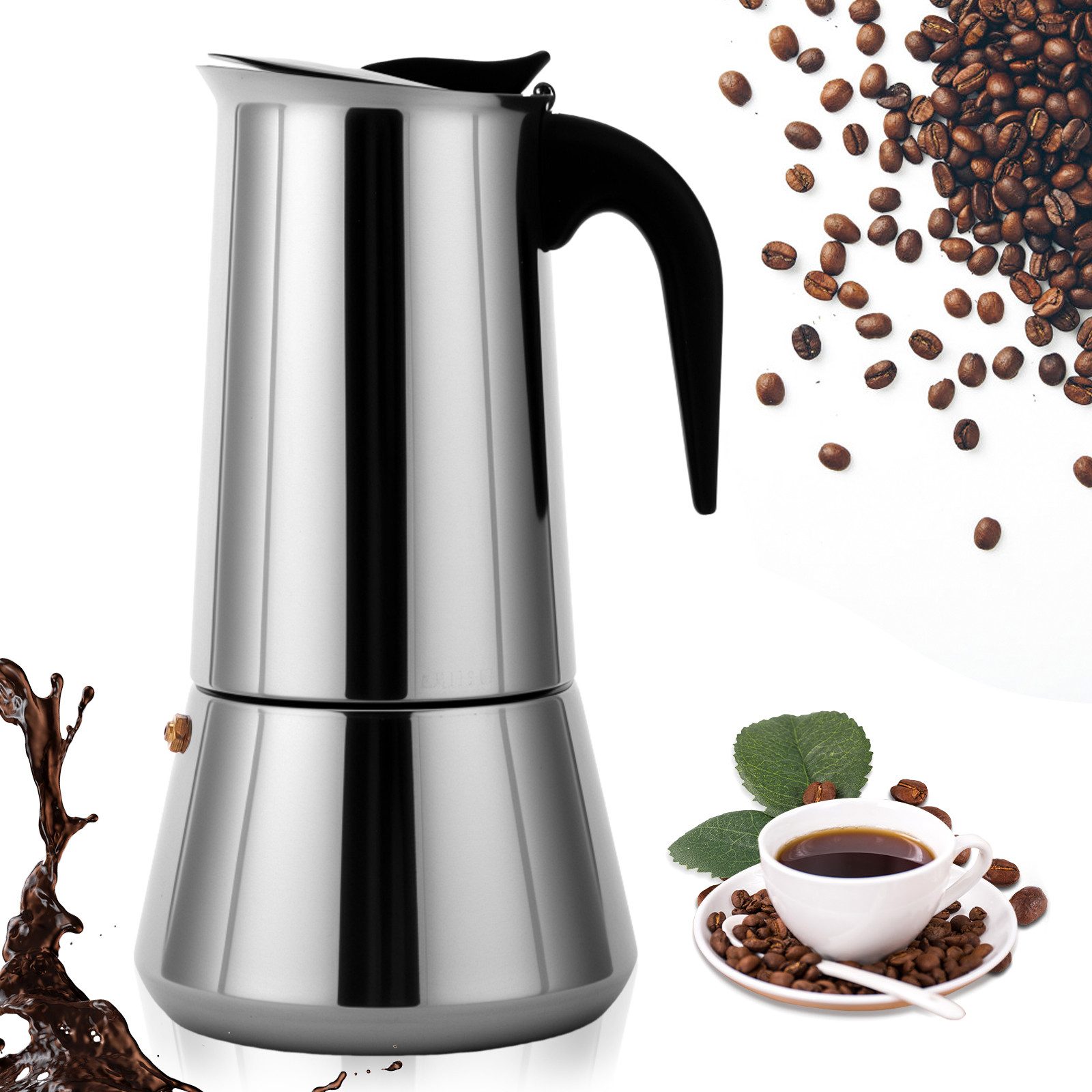BlingBin Espressokocher, 0.6l Kaffeekanne, Edelstahlfilter, Mokka Kaffeemaschine Cafe Classic Maker für Haus und Camping