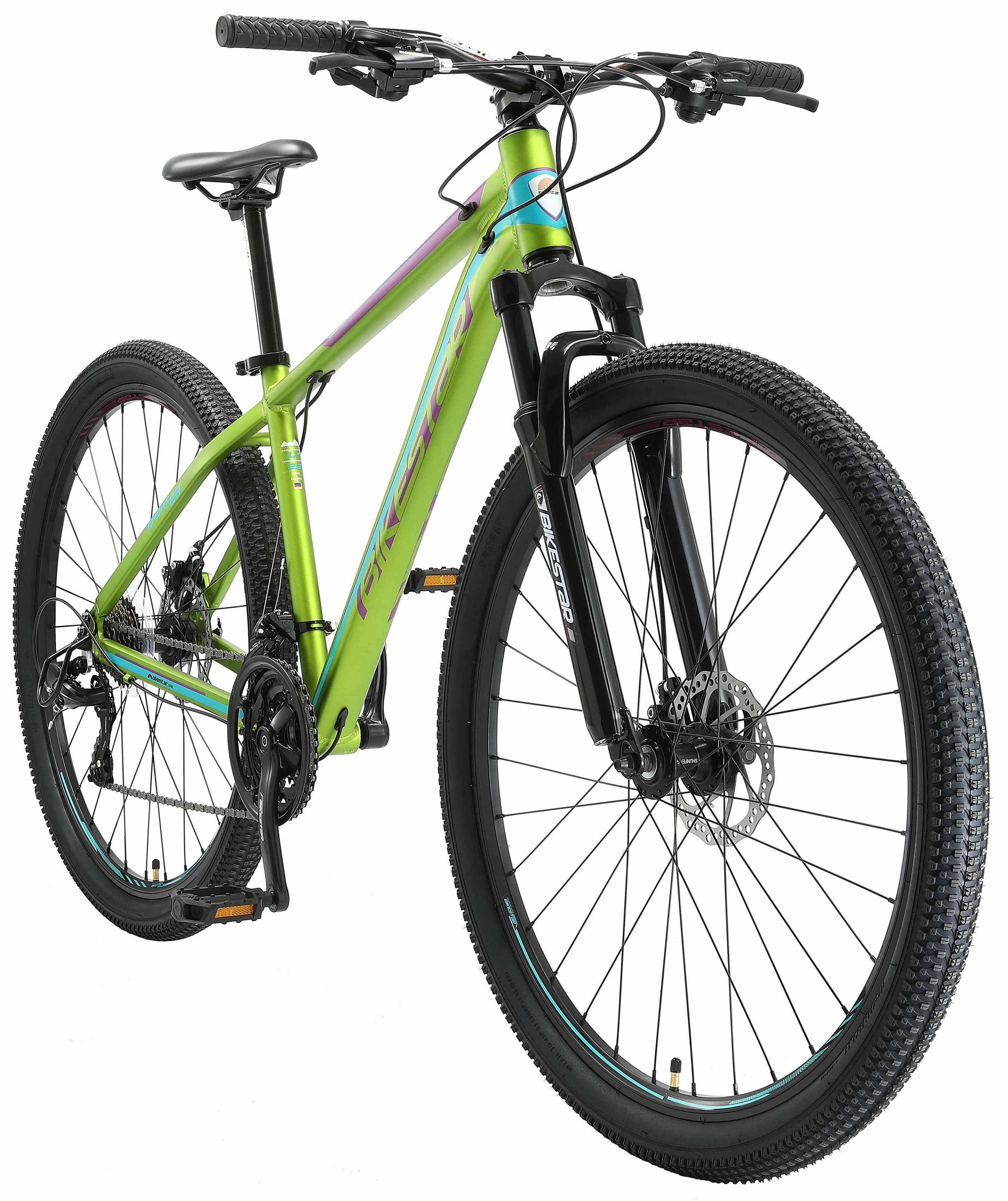 Bikestar Mountainbike, 21 Gang Shimano RD-TY300 Schaltwerk, Kettenschaltung, für Damen und Herren, Kettenschaltung