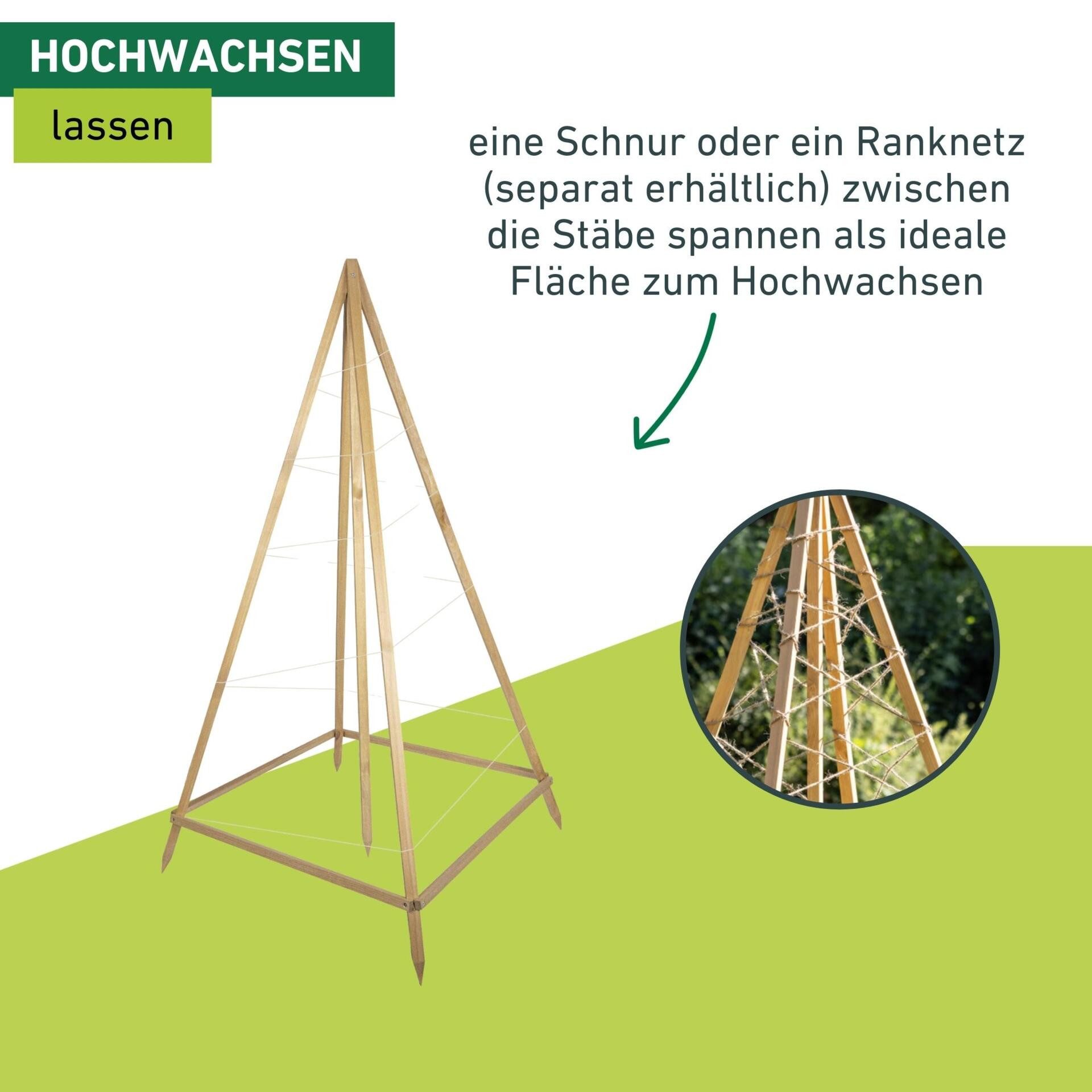 Windhager Rankgitter Tipi, Holz-Rankgerüst für Blumen und Gemüsepflanzen, 1 St., Kletterhilfe für den Garten, 75 x 75 x 145 cm