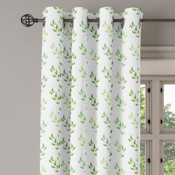 Gardine Dekorative 2-Panel-Fenstervorhänge für Schlafzimmer Wohnzimmer, Abakuhaus, Grün Symmetrische Olive Leaves
