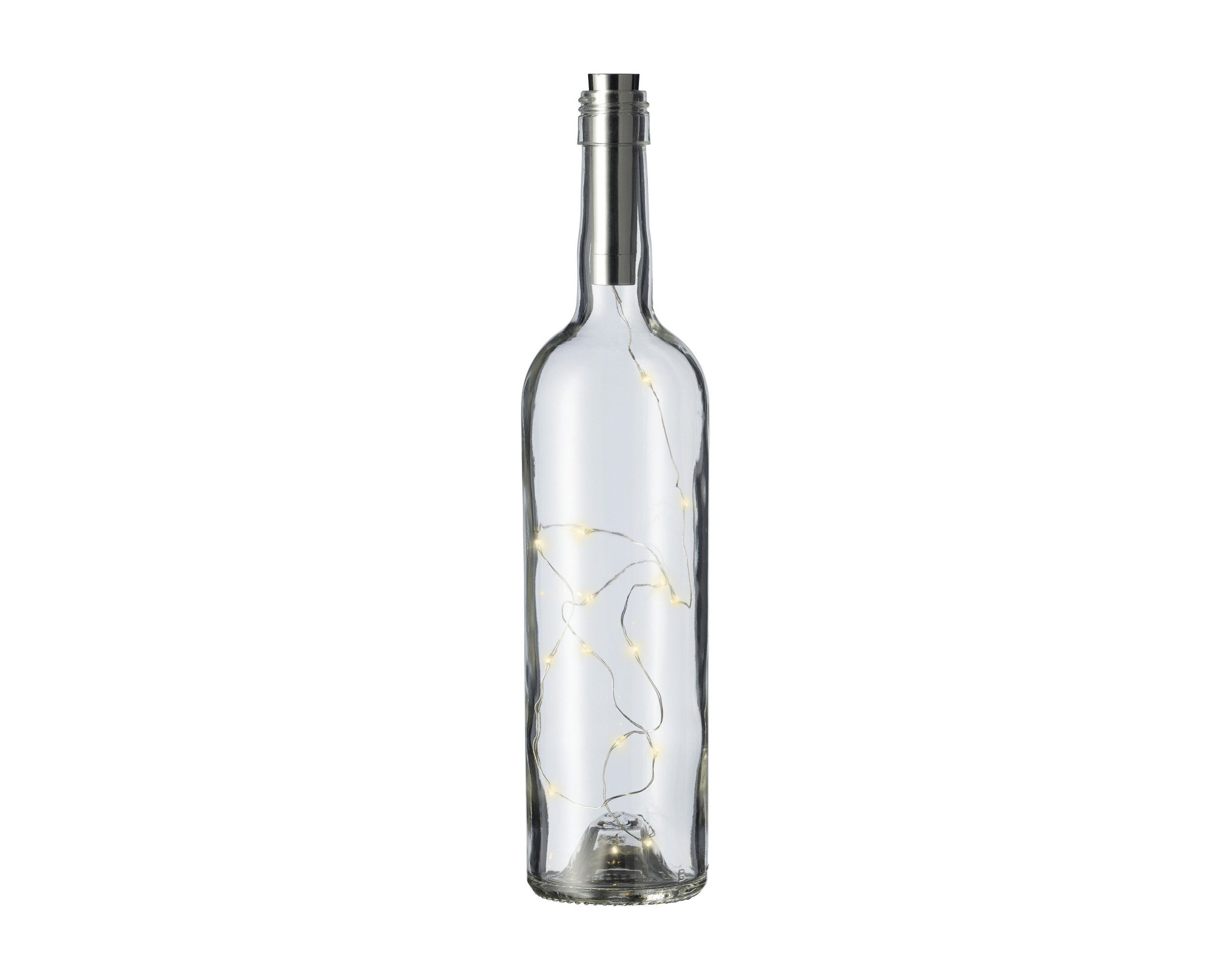 Lumineo Dekofigur, LED Lichterflasche 70cm transparent mit 15 warmweißen Lichtpunkten