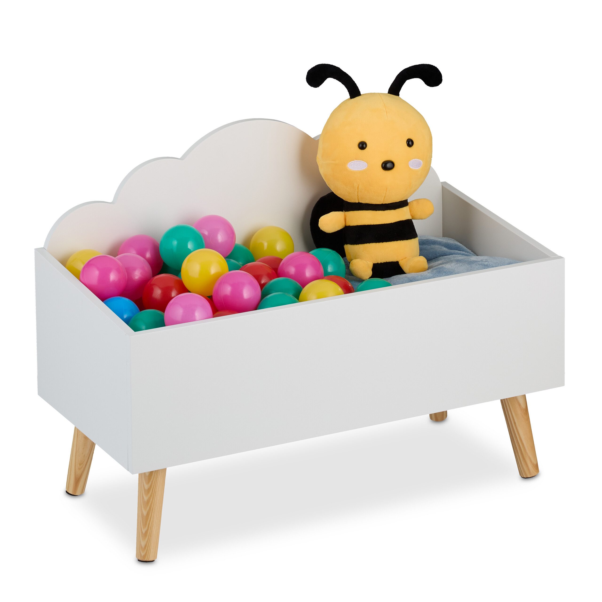 relaxdays Spielzeugtruhe Kindertruhe Wolken-Design günstig online kaufen