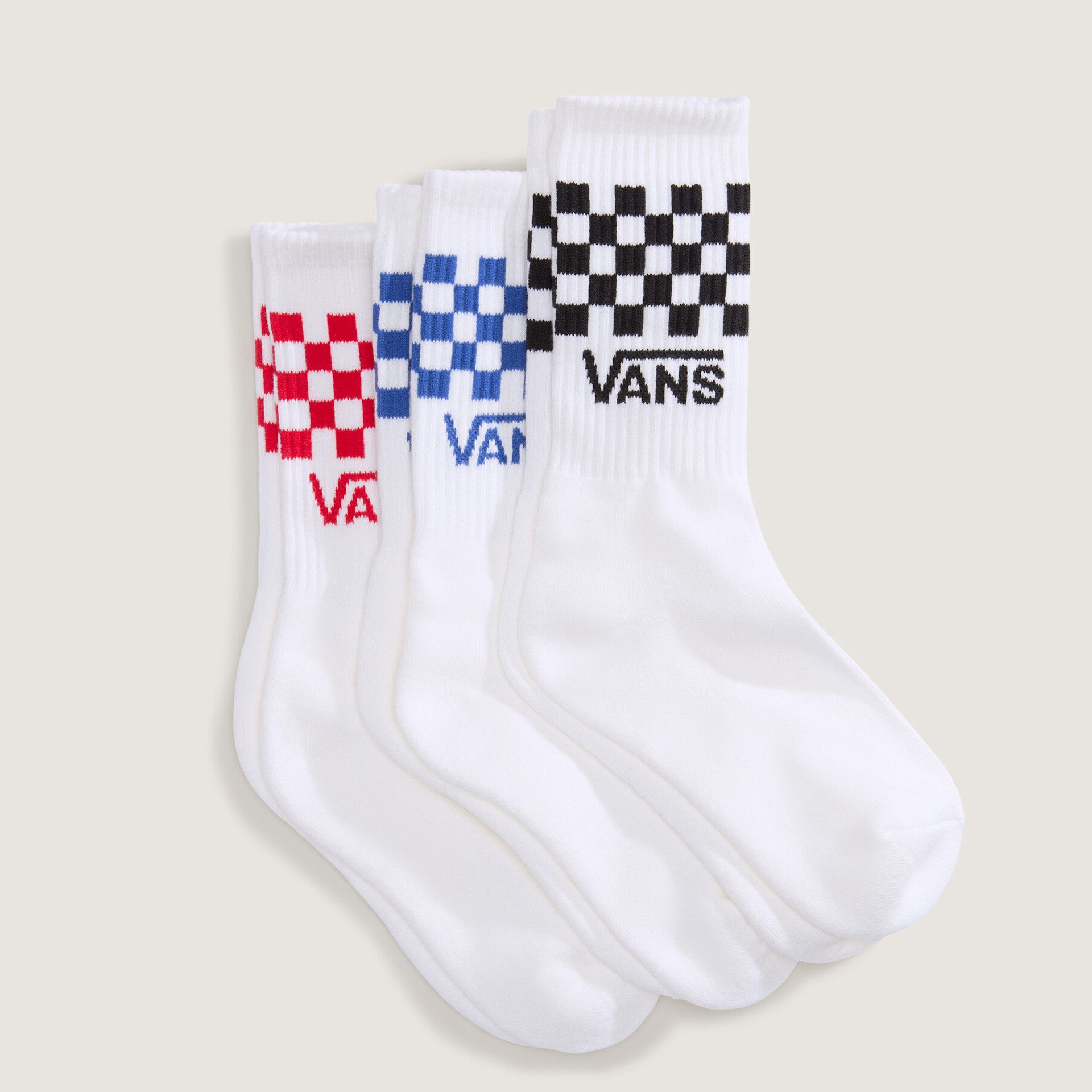 Vans Socken CLASSIC CHECK CREW (3-Paar) für Kids, dreierpack, elastische Passform, bequemer Materialmix