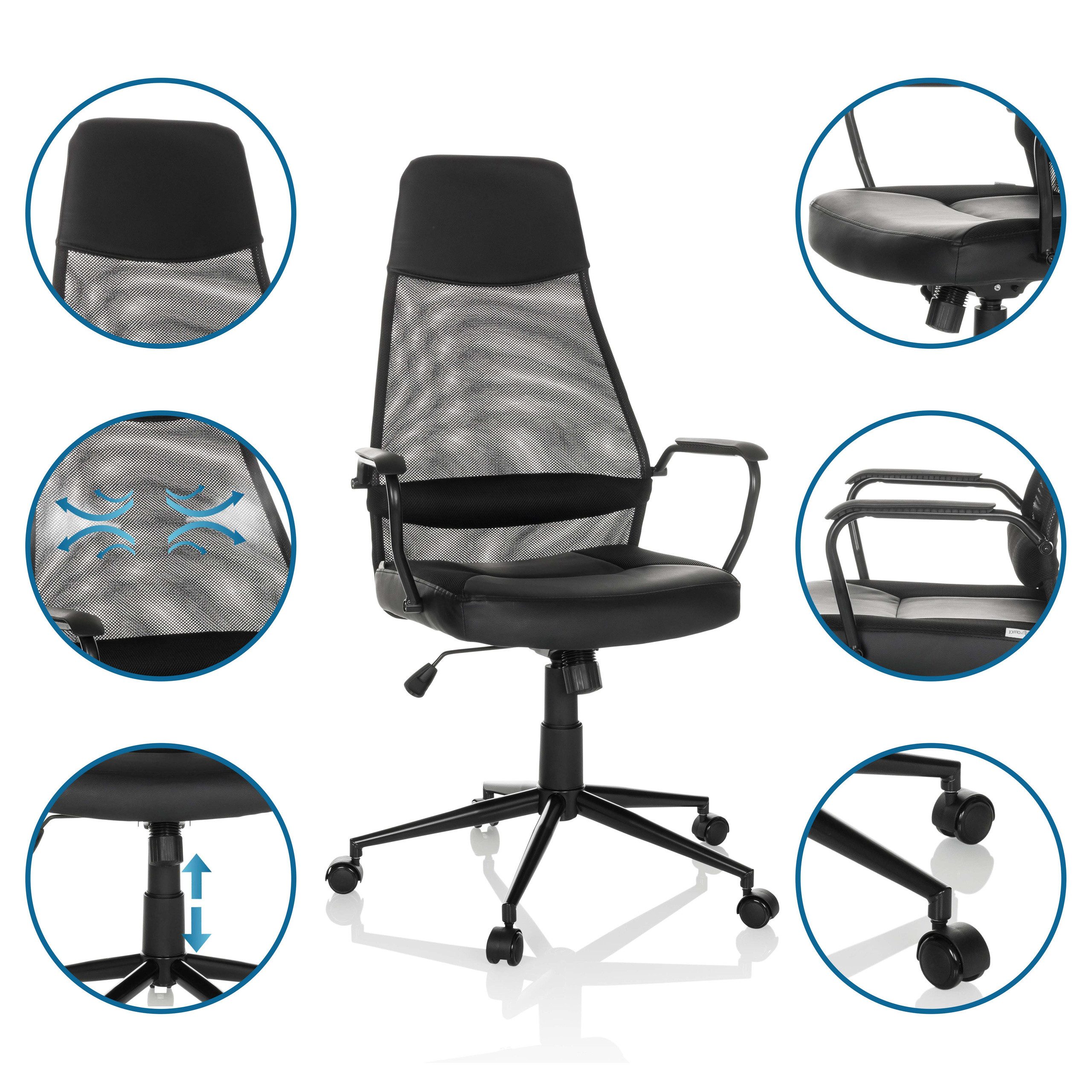MyBuero Chefsessel Home Office Chefsessel Marcoz Stoff / Netzstoff, Drehstuhl Bürostuhl ergonomisch
