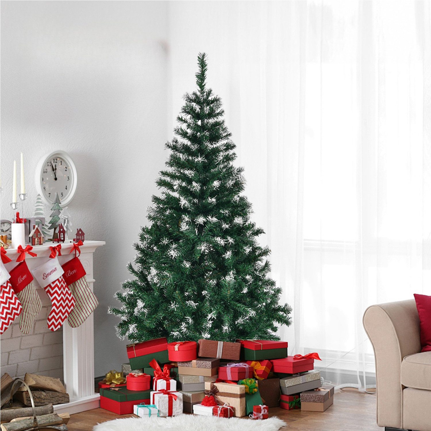 LALAHO Künstlicher Weihnachtsbaum Künstlicher Tannenbaum mit Schnee, 120cm günstig online kaufen