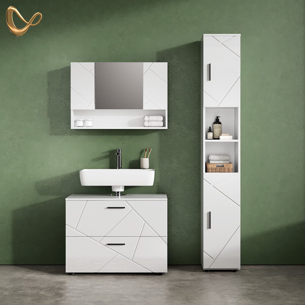 Livinity® Hochschrank Ronco, Weiß Hochglanz/Weiß, 30 x 192 cm günstig online kaufen