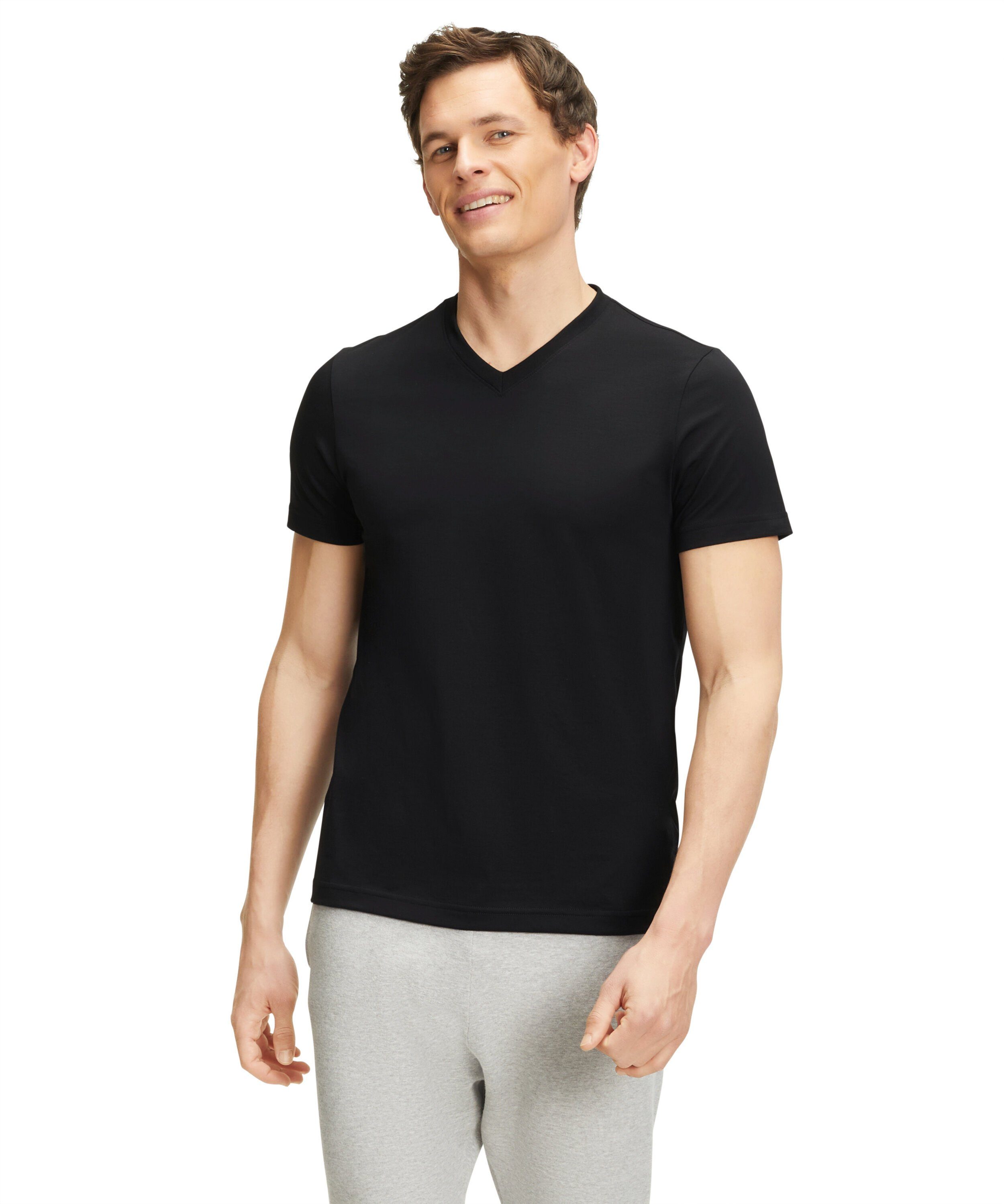 aus reiner T-Shirt Baumwolle (3000) (1-tlg) black FALKE
