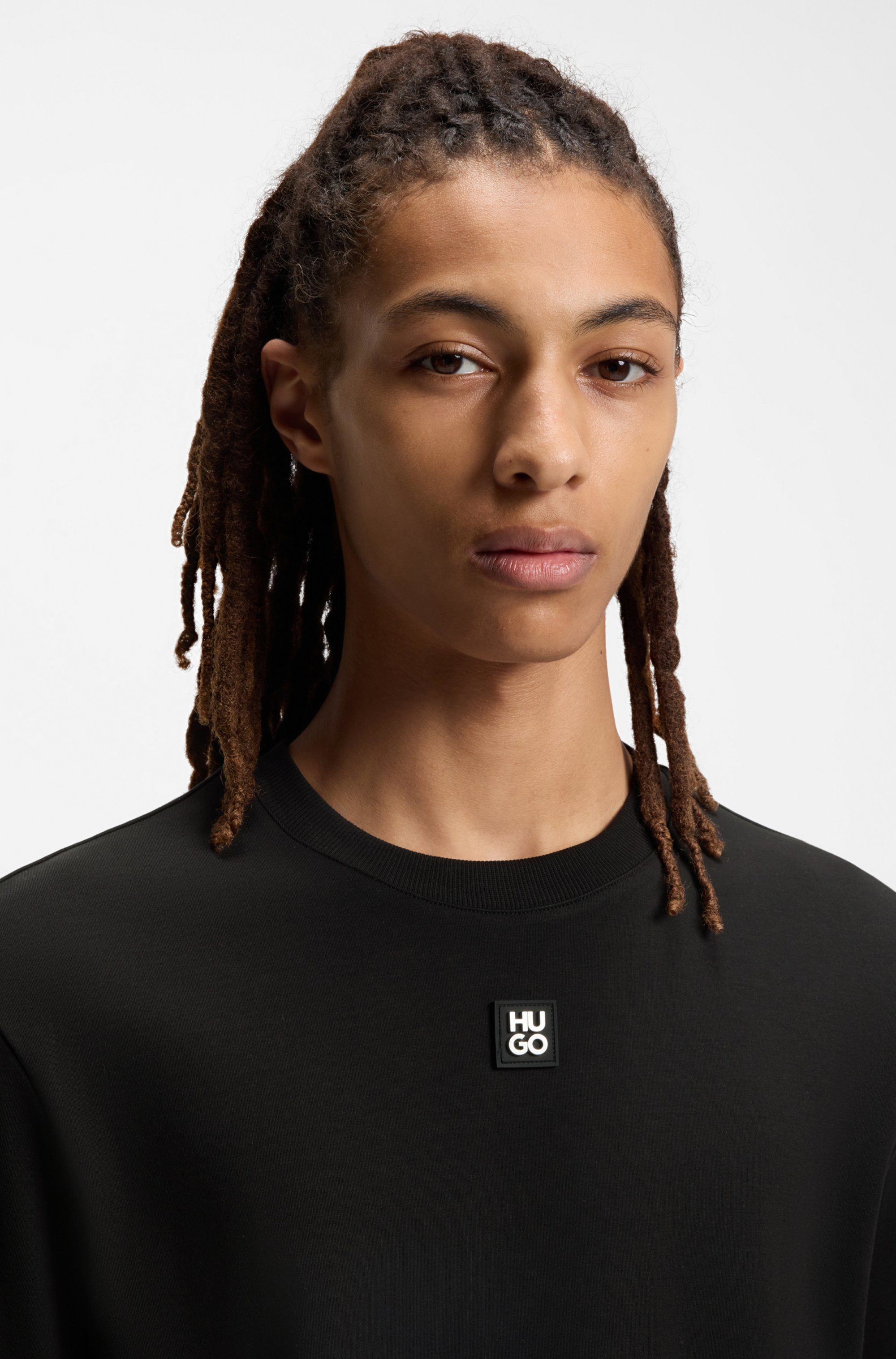 HUGO T-Shirt Dalile Metal Logo Regular Fit, Premium Interlock Cotton