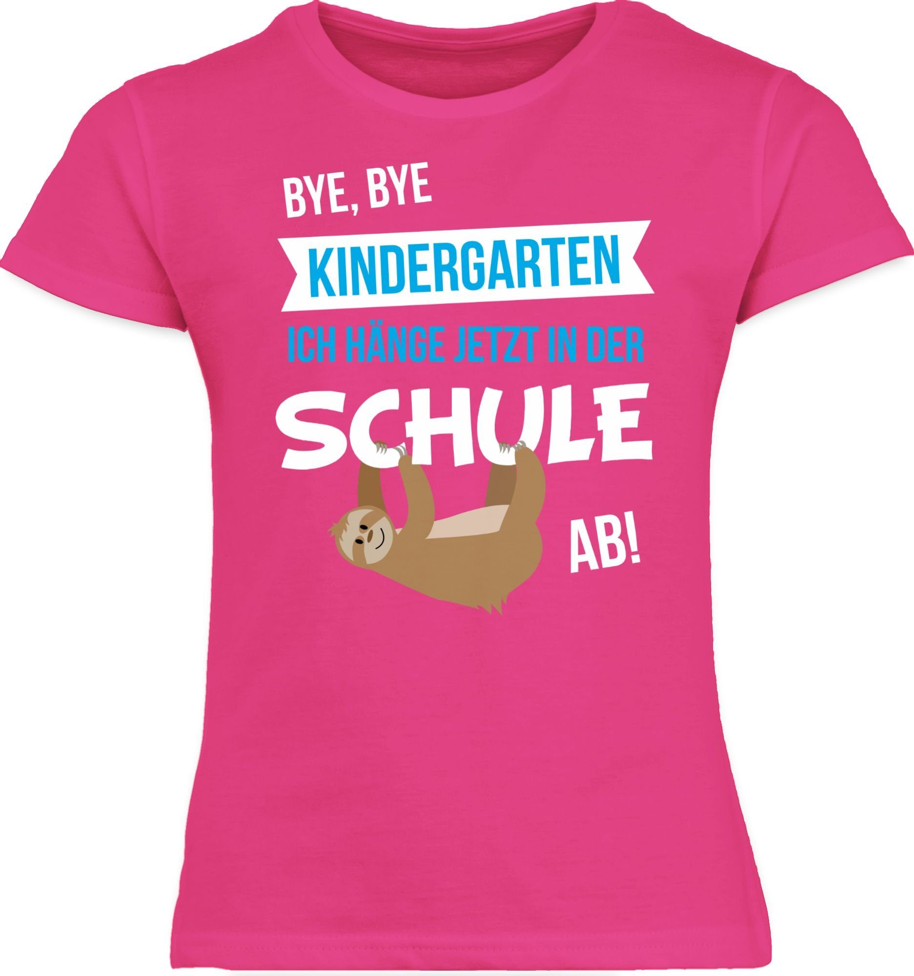 Shirtracer T-Shirt Bye, Bye Kindergarten Einschulung Mädchen 1 Fuchsia