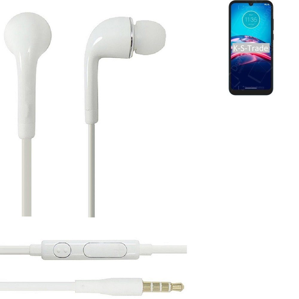 K-S-Trade für Motorola Moto E6S 2020 In-Ear-Kopfhörer (Kopfhörer Headset mit Mikrofon u Lautstärkeregler weiß 3,5mm)