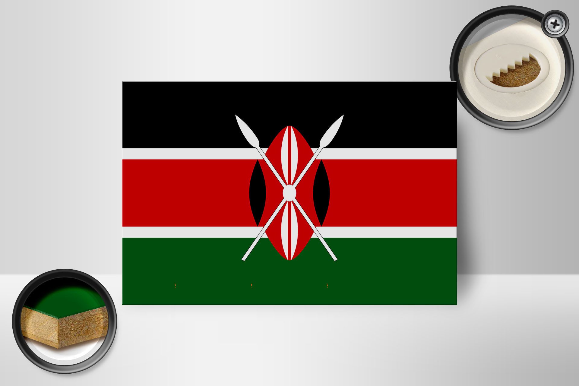 Femer GmbH Holzbild Flagge Kenias 18x12 cm Flag of Kenya, Flaggen (1 St), Glatte Holzfaserplatte (MDF), vorn beschichtet