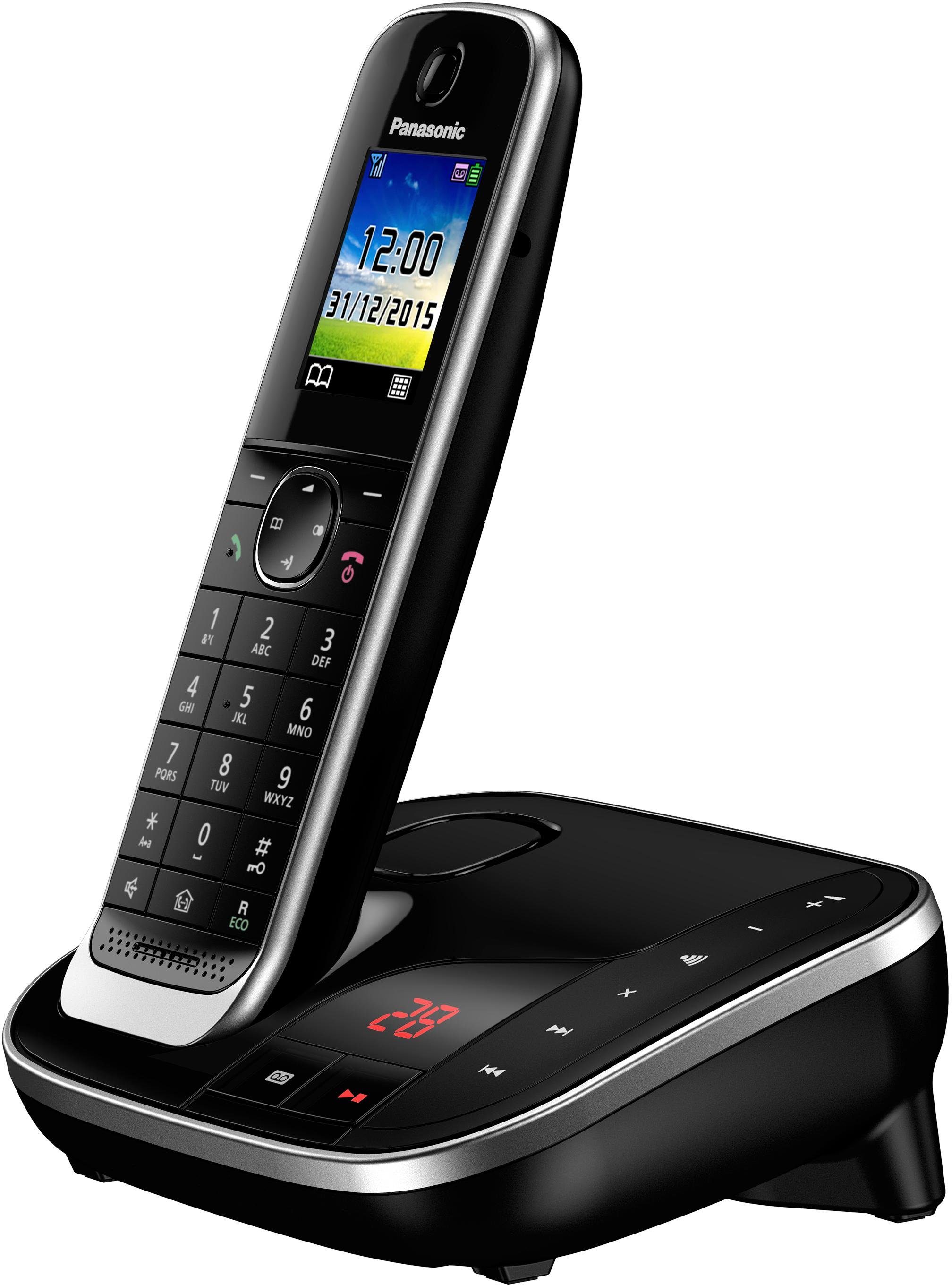 Weckfunktion, Schnurloses 1, Anrufbeantworter, mit DECT-Telefon KX-TGJ320 (Mobilteile: Freisprechen) Panasonic schwarz
