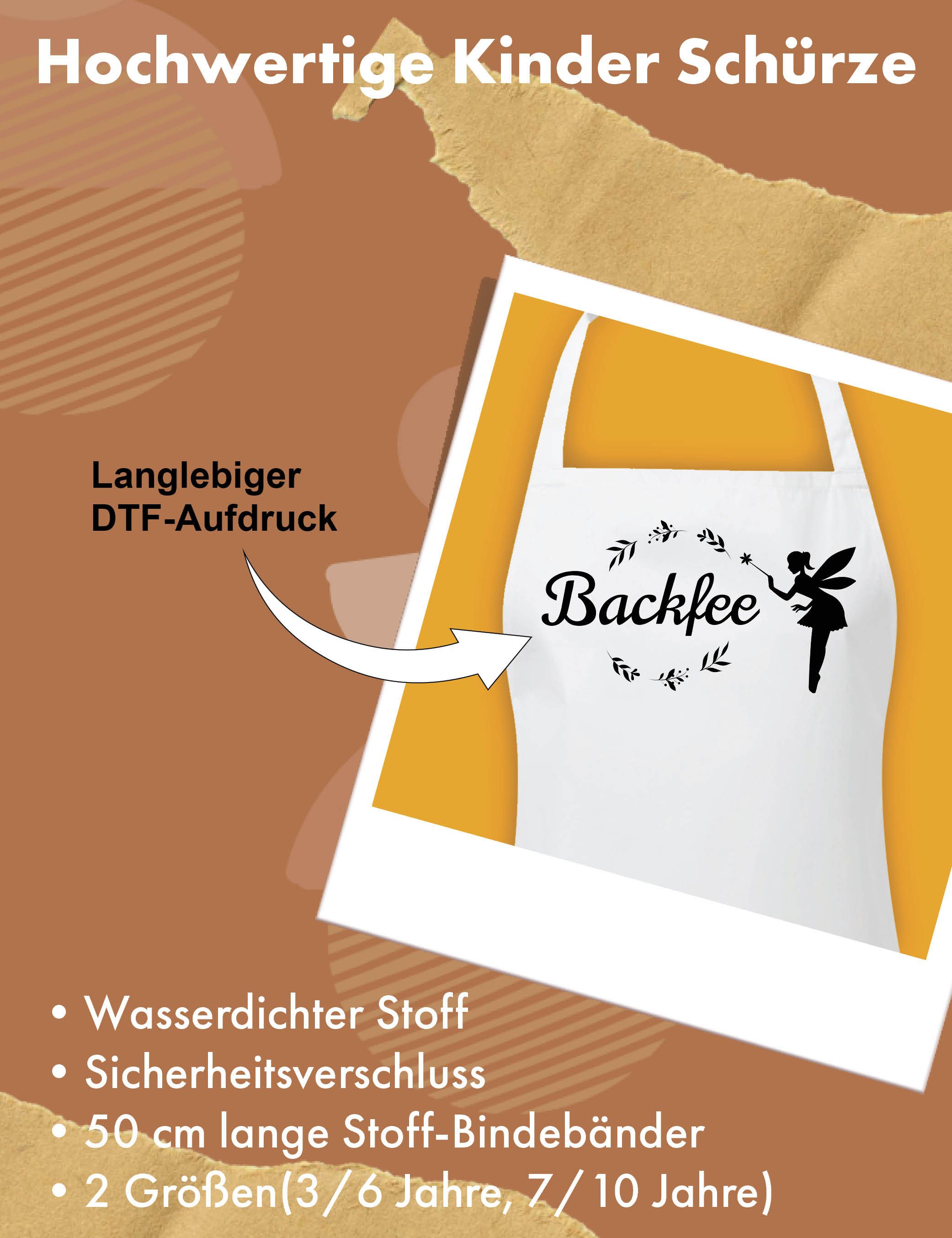 Youth Designz Kochschürze Kinder Schürze BACKFEE Print Grillparty Statment Geschenk Statement, mit lustigem Spruch & Logo Aufdruck für Mädchen