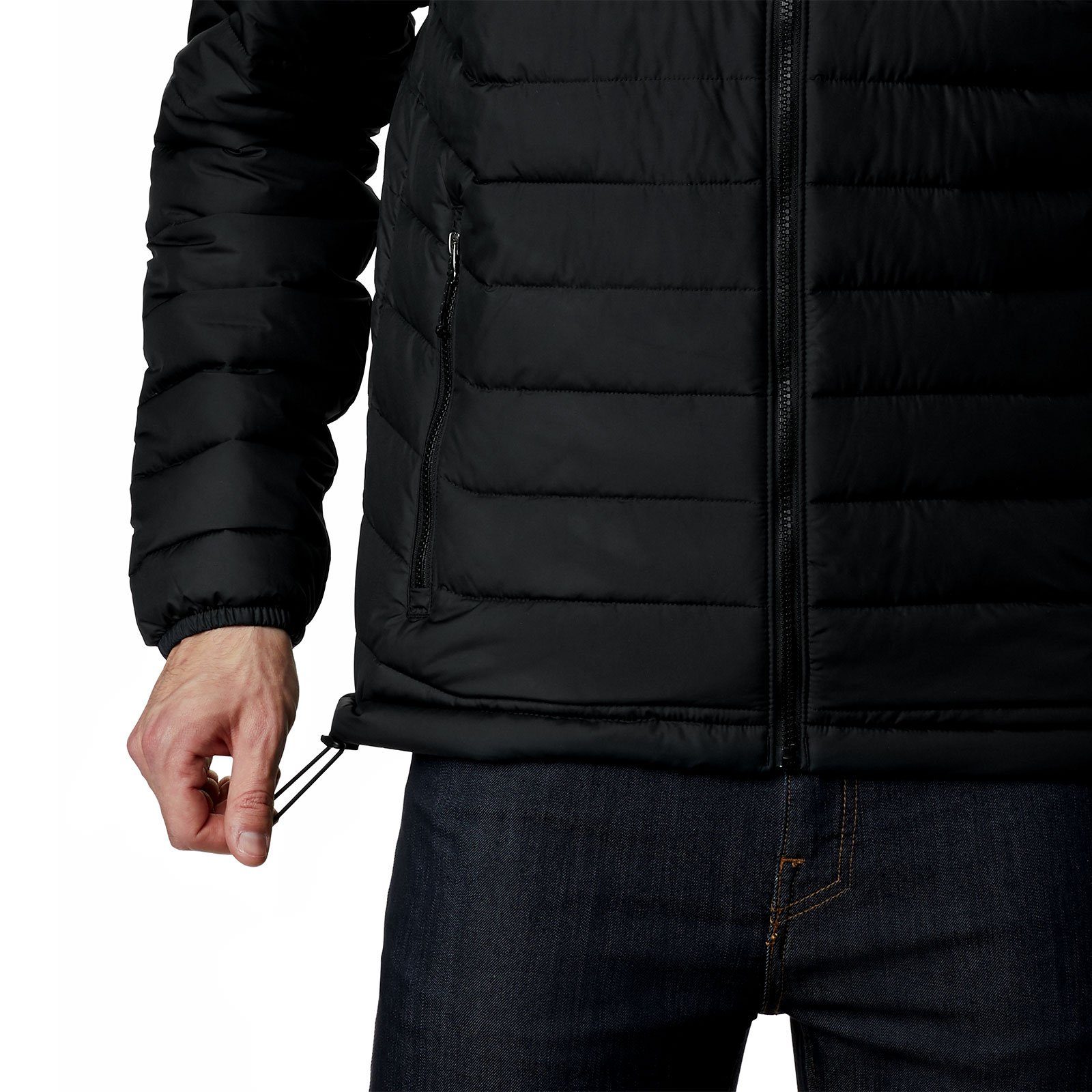 Lite™ mit Jacket 010 Thermosystem Wärme-reflektierendem Powder Hooded Columbia black Steppjacke Omni-Heat™