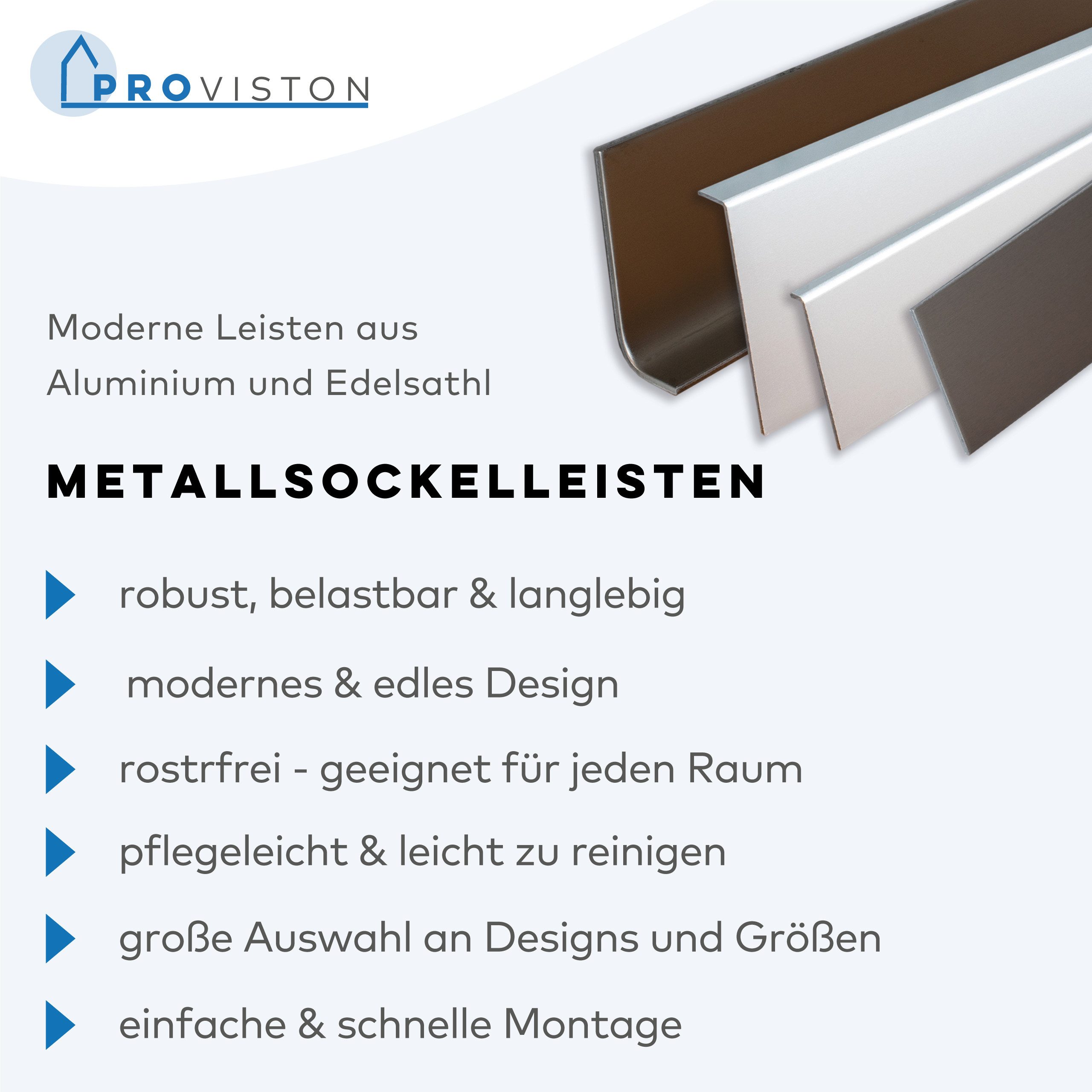 PROVISTON Sockelleisten-Aussenecke 30 x 30 x 100 mm für Metall FußleistenFein geschweißt Silber