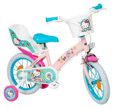 Toimsa Bikes Kinderfahrrad 16 Zoll Kinder Mädchen Fahrrad Kinderfahrrad Rad Bike Hello Kitty 1649, 1 Gang, Puppensitz, Korb, Stützräder