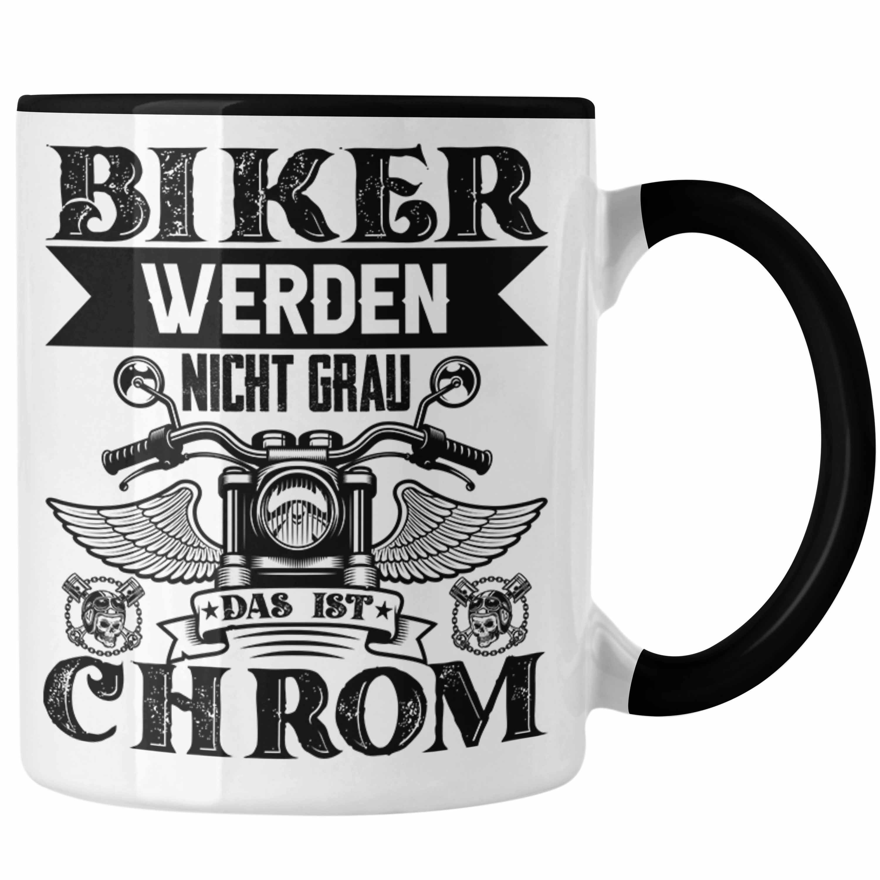 Trendation Tasse Trendation - Motorradfahrer Tasse Geschenk Männer Biker Werden Nicht Grau Lustiger Spruch für Biker Schwarz
