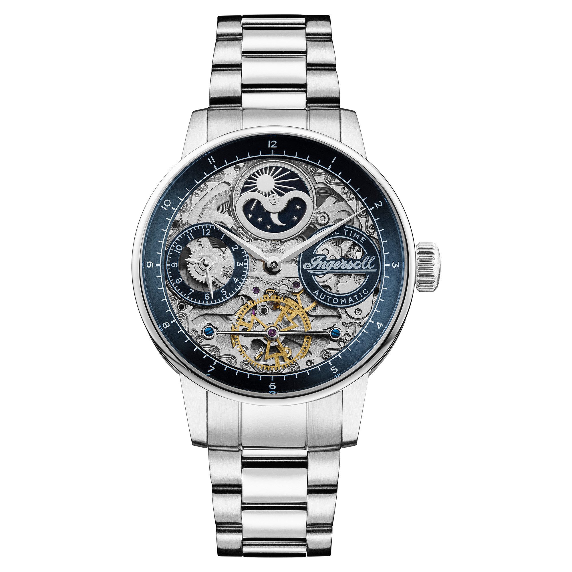 Ingersoll Automatikuhr The Jazz I07707, Armbanduhr, Herrenuhr, Mechanische Uhr, Edelstahlarmband, analog