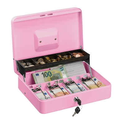 relaxdays Geldkassette Abschließbare Geldkassette, Pink