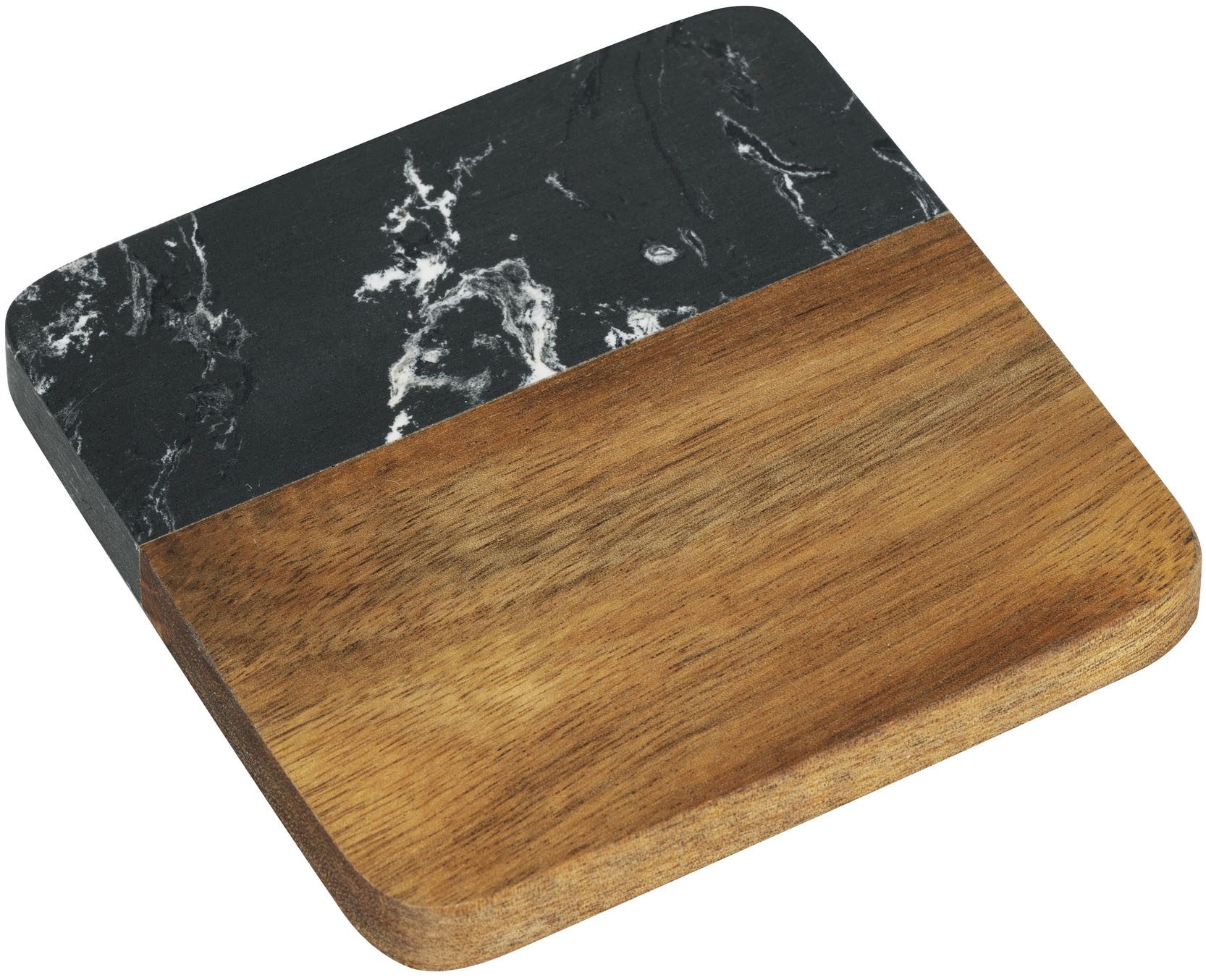 SCHÖNER WOHNEN-Kollektion Glasuntersetzer Atami, Set, 5-tlg., edle Getränkeuntersetzer aus Marmor & Akazienholz mit Halterung – Bild 3 von 5