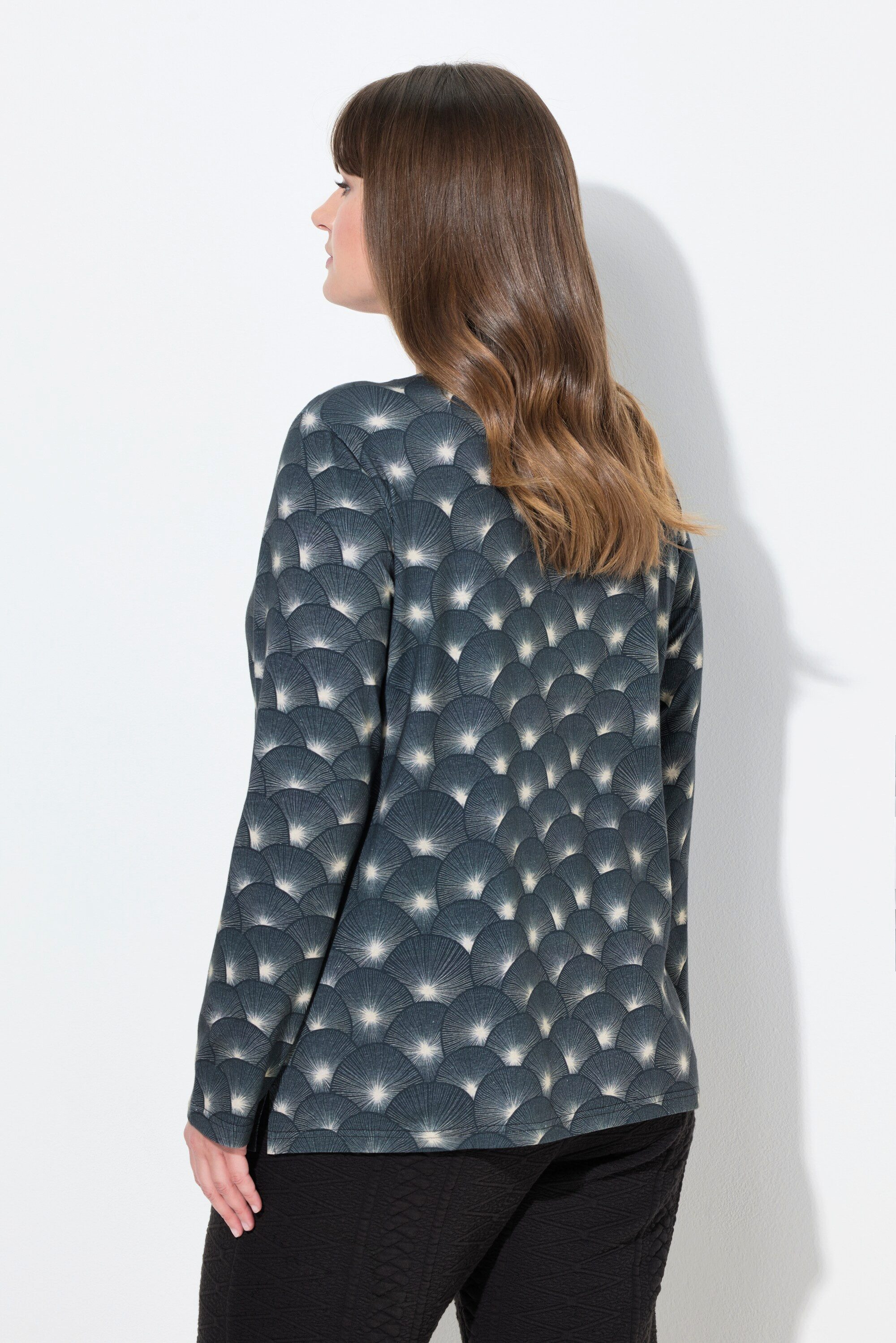 Ulla Popken Longsleeve Shirt Classic Herzausschnitt Langarm Biobaumwolle – Bild 3 von 4