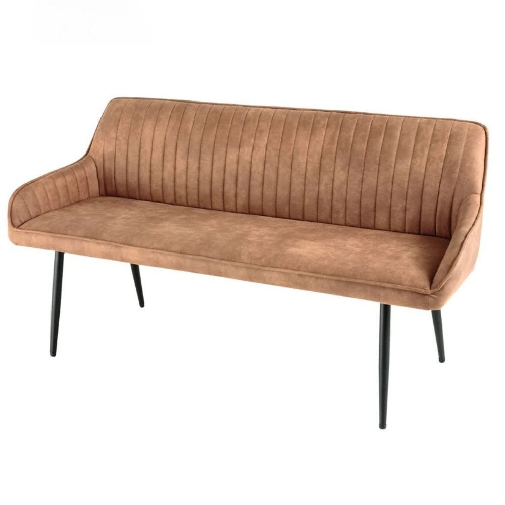 LebensWohnArt Sitzbank Elegante Sitzbank MILAN ca.160cm Mikrofaser vintage-braun Armlehnen