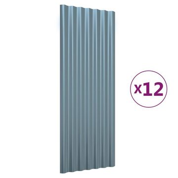 vidaXL Deckenplatten Dachpaneele 12 Stk. Pulverbeschichteter Stahl Grau 100x36 cm, (12-tlg)