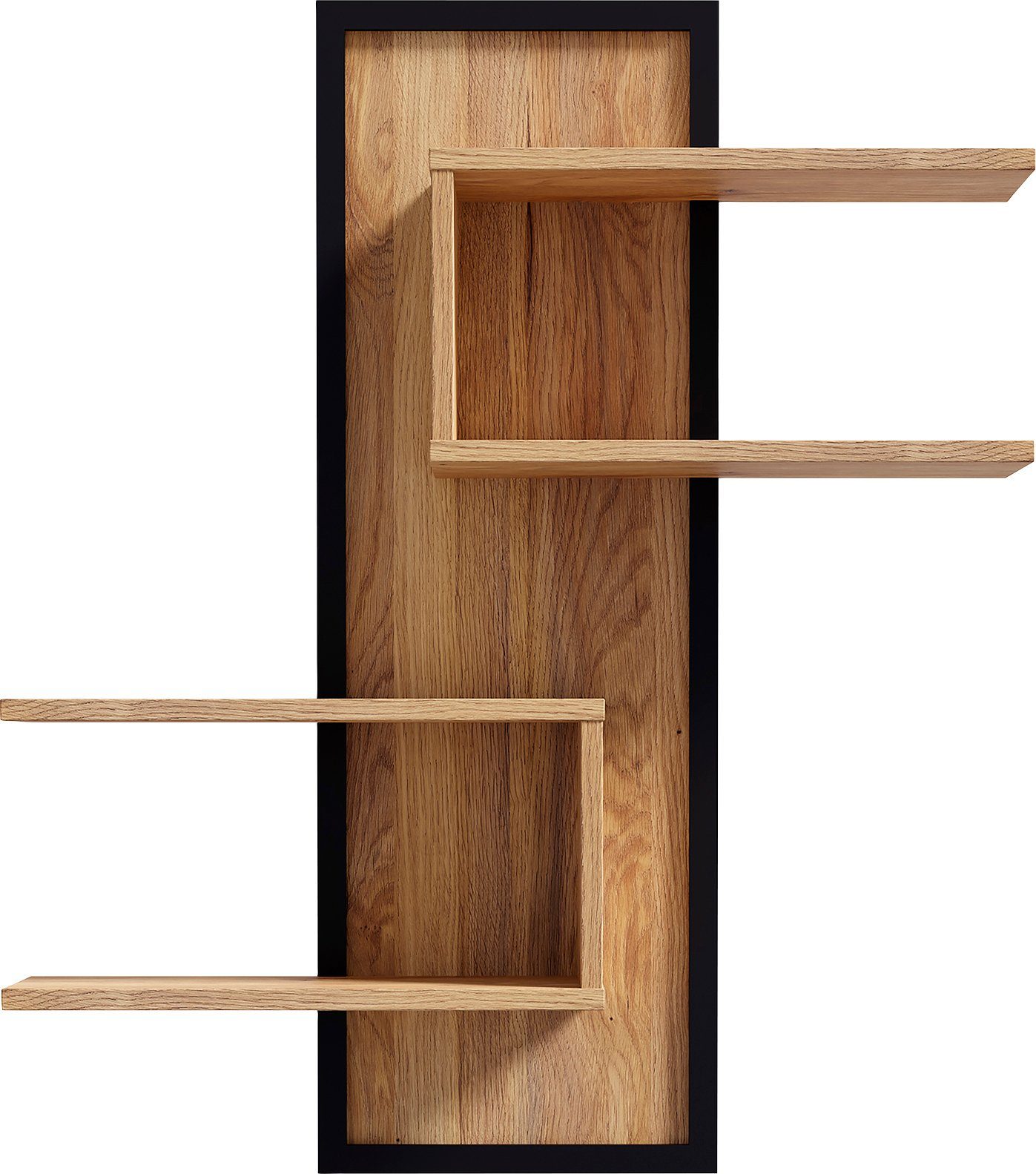 FORTE Wandregal Jytana, 122,5cm x 102,6cm, Mauvella Eiche / Schwarz