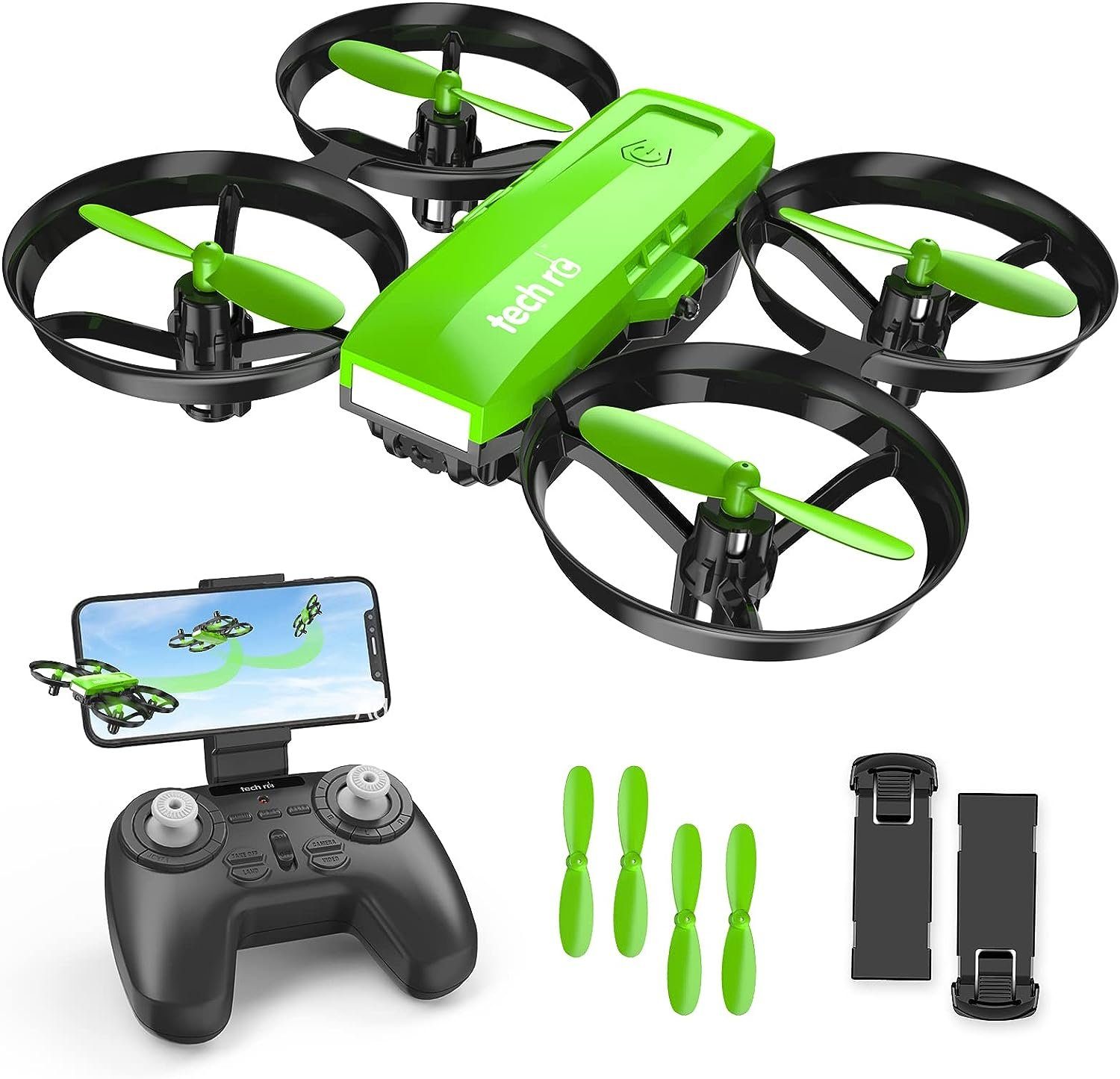 Tech Rc Drohne (1280*720P, HD Kinder Ferngesteuerte - FPV-Drohne) Dual-Kamera für Quadcopter