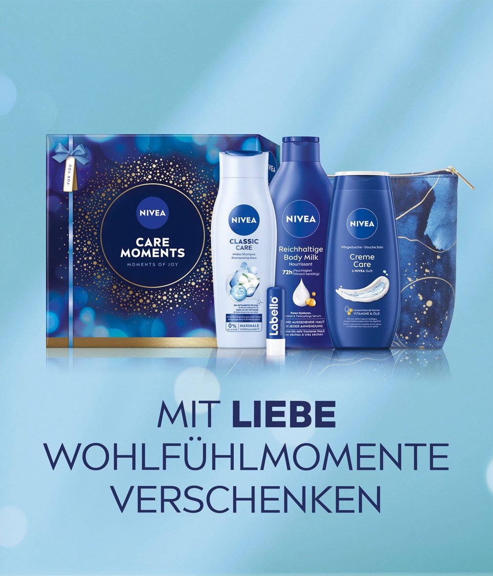 Nivea Hautpflege-Set Care Moments Geschenkset 5-teilig Kulturtasche Pflegeset Damen Labello Set, 1-tlg., Pflegeroutine als Geschenkidee – Bild 4 von 5