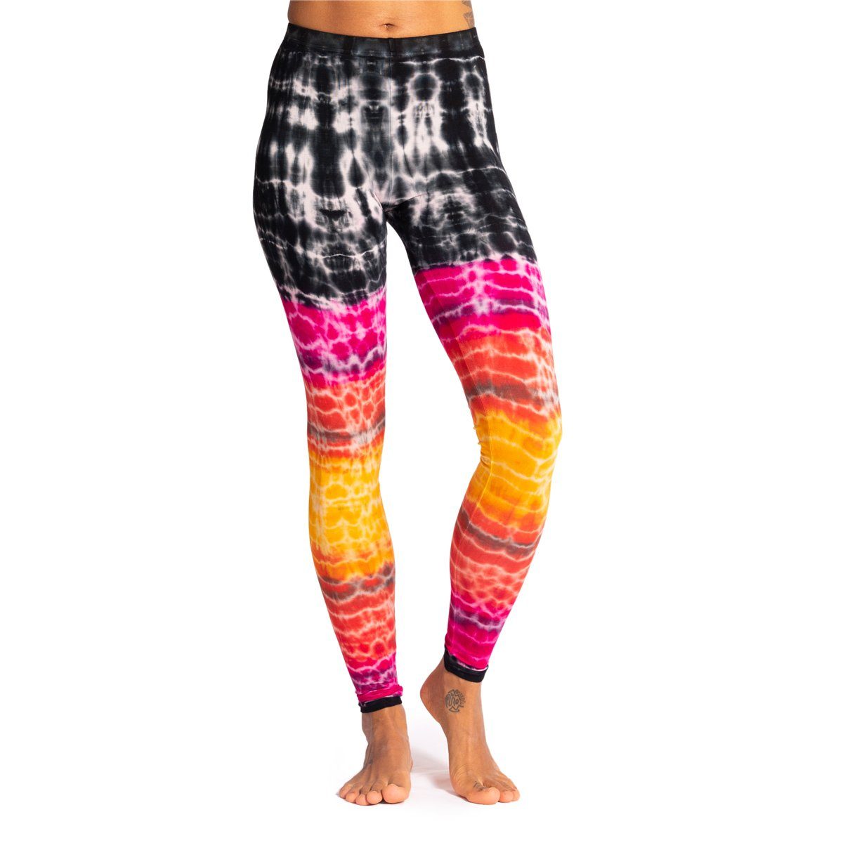 Sportleggings Look Leggings aus Unikat Viskose Batik PANASIAM Leggings 'Sonne' Goa lange Hose Yogaleggings natürlicher im Sporthose level Batik bunt Leggings