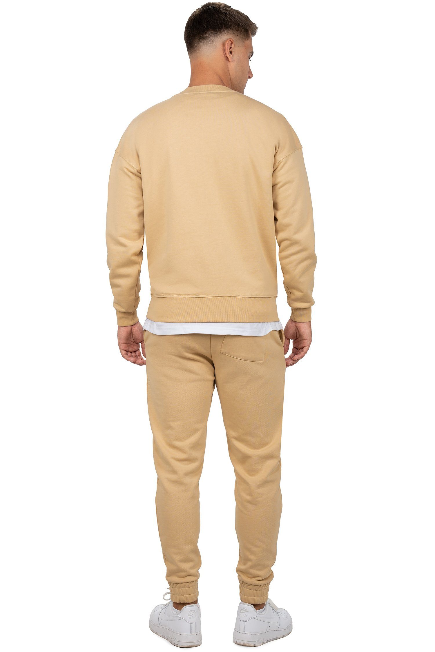 Sweatshirt 23RS037 (1-tlg) mit Eleganten Beige Casual Reichstadt Details Pullover Basic