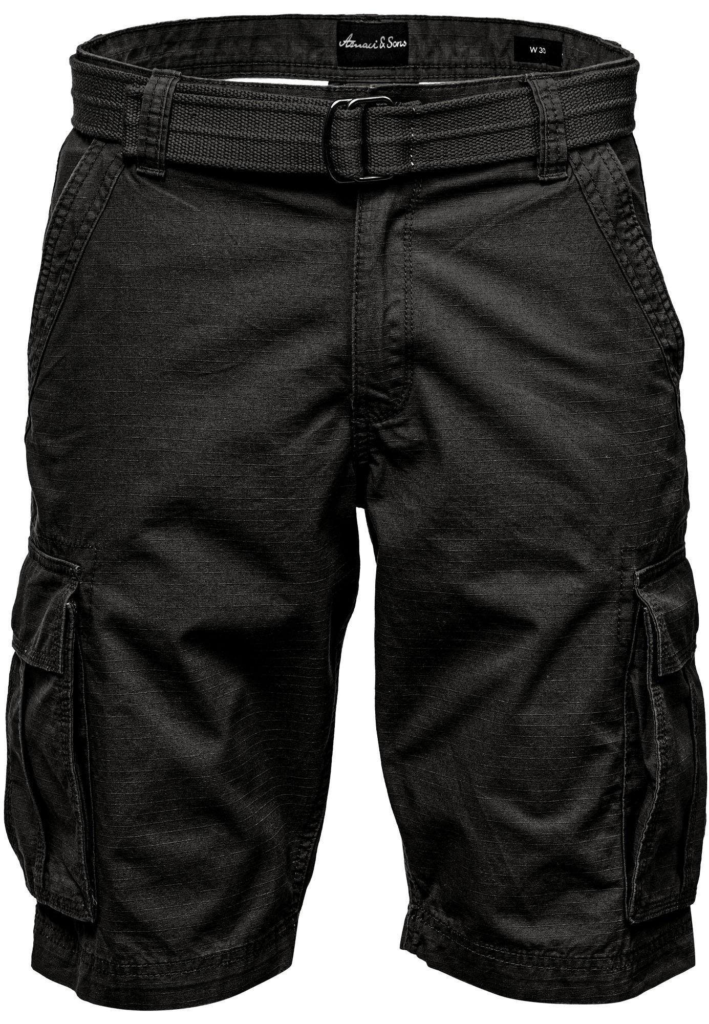 Amaci&Sons Cargoshorts MIDFIELD Chinoshort inkl. Gürtel Herren Bermuda Short Hose Regular Fit inkl. Gürtel