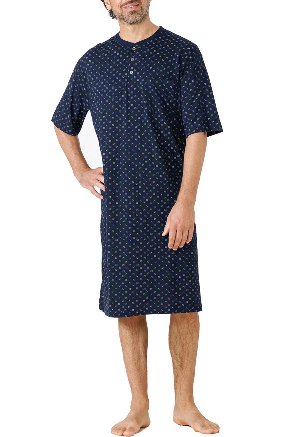 Hajo Pyjamaoberteil Hajo Herren Nachthemd Knopfleiste Baumwolle Modal günstig online kaufen