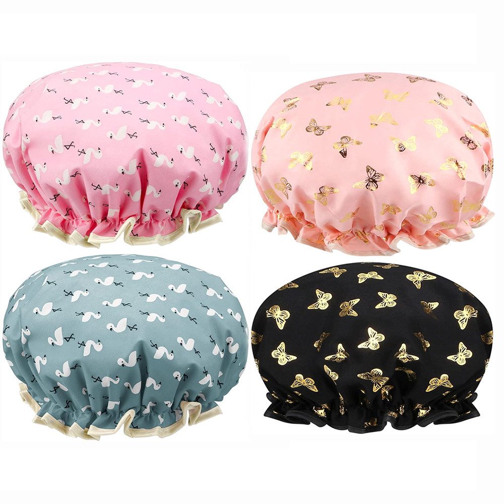 Coonoor Duschhaube 4 Stück Damen Wasserdichte Duschhaube,Wiederverwendbare Duschkappe (4 St)