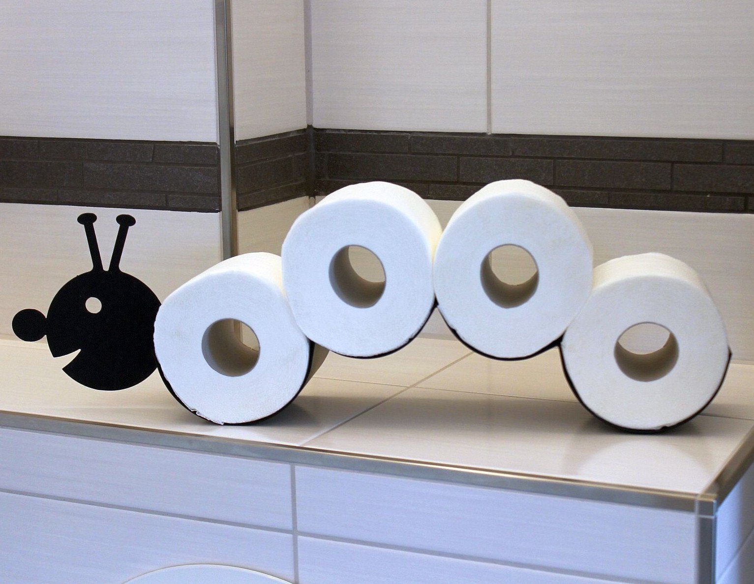 DanDiBo Toilettenpapierhalter DanDiBo Toilettenpapierhalter Raupe WC Ersatzrollenhalter Wandmontage Schwarz Metall Papierhalter Rollenhalter