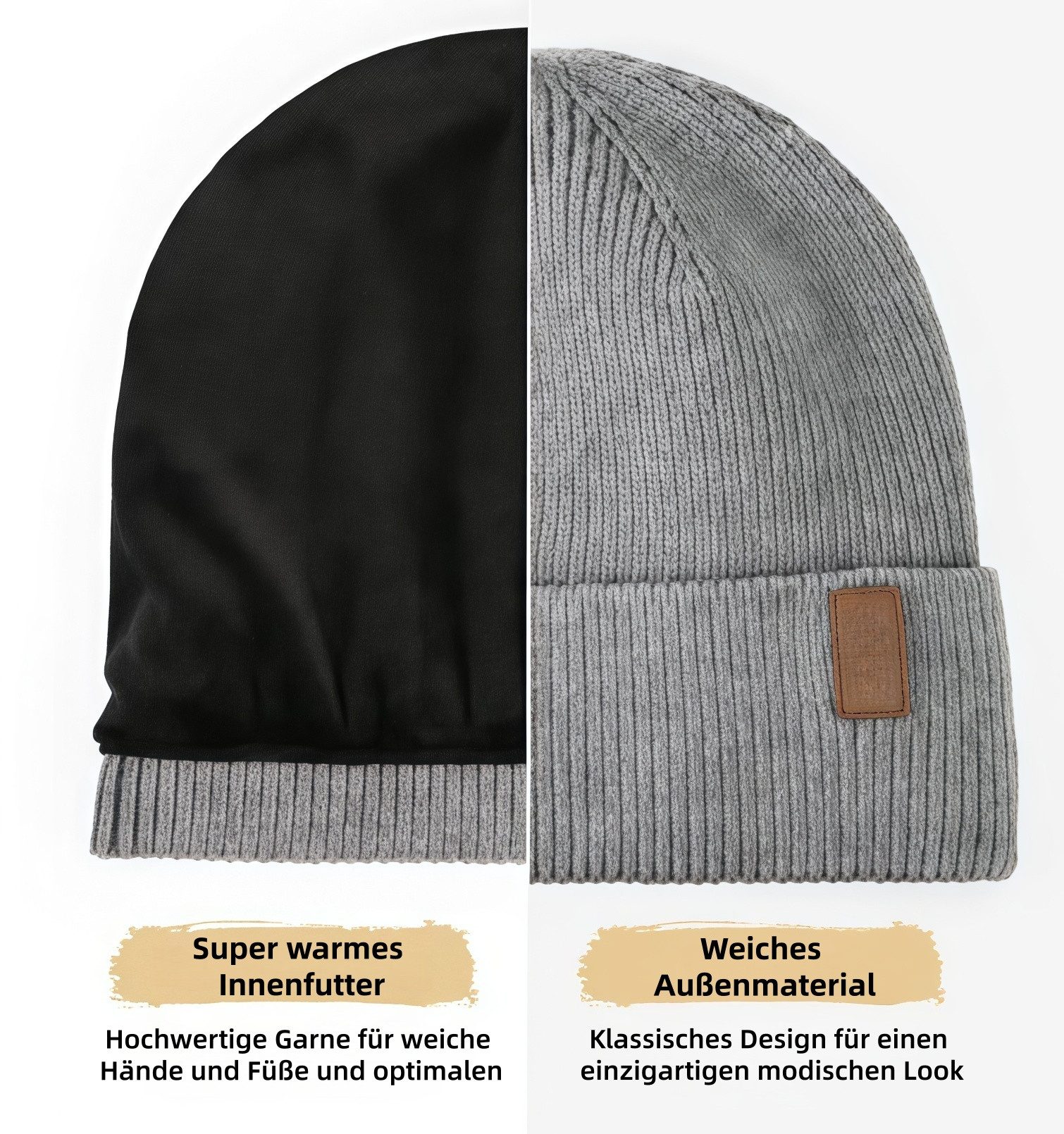 FOUORTUNATE-BEE Strickmütze Unisex Wintermütze mit warmem, dickem Innenfutt günstig online kaufen