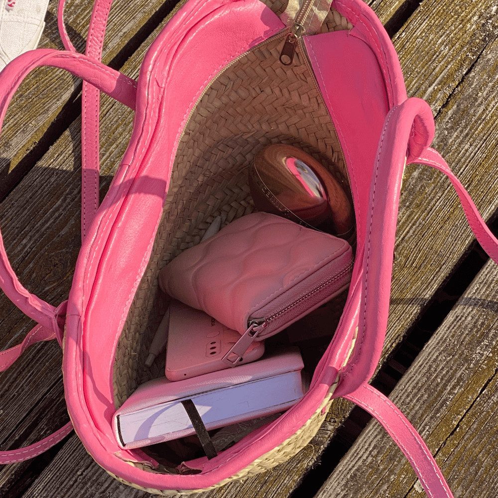 NATUREHOME Handtasche Palmblatt Tasche mit rosa günstig online kaufen