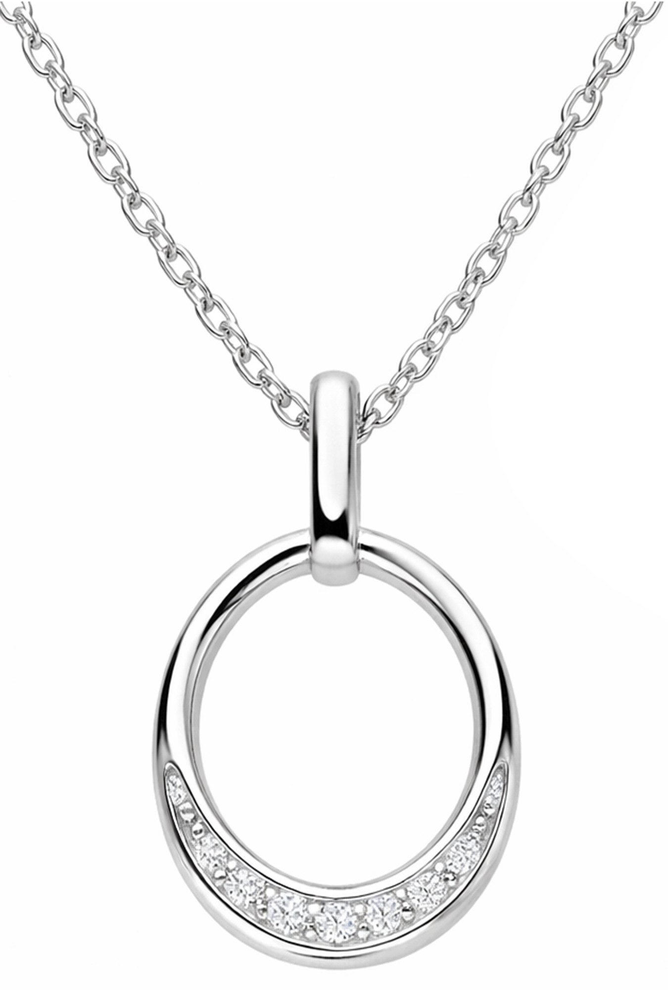Limana Kette mit Anhänger Damen 925 Silber rhodiniert runder zierlicher Anhänger mit Zirkonia (Schmuck Silberkette Echtschmuck Silberschmuck inkl. Dose), Geschenk für Freundin Frauen Geburtstag Mutter Muttertag Weihnachten