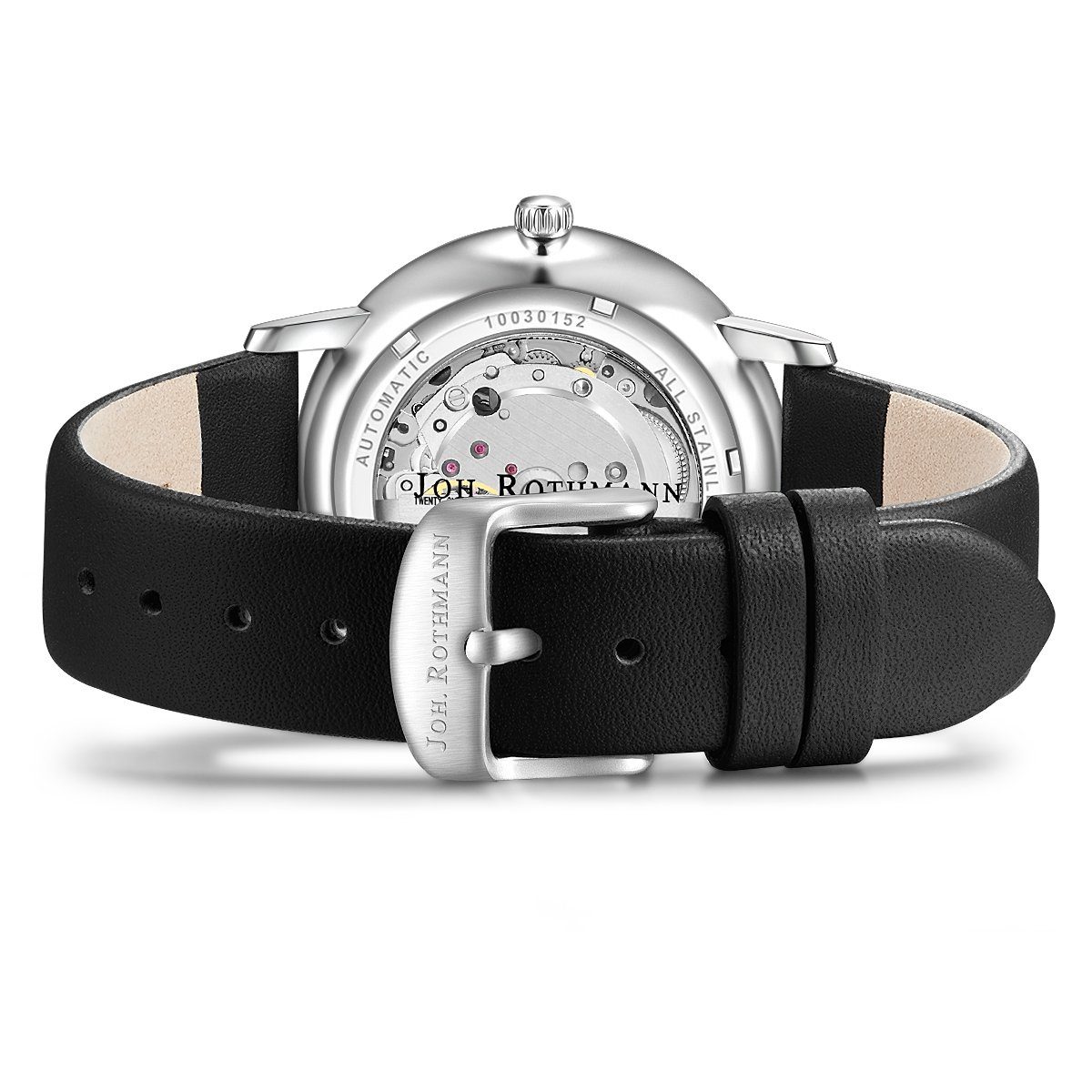 Automatikuhr schwarz, Rothmann Echtleder-Armband Joh. Classic Mit