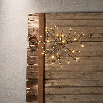 STAR TRADING LED-Stern für außen 3D LED Stern Hängestern Feuerwerk 30cm Gartendeko Balkon 48 LED gold, LED Classic, warmweiß (2100K bis 3000K)