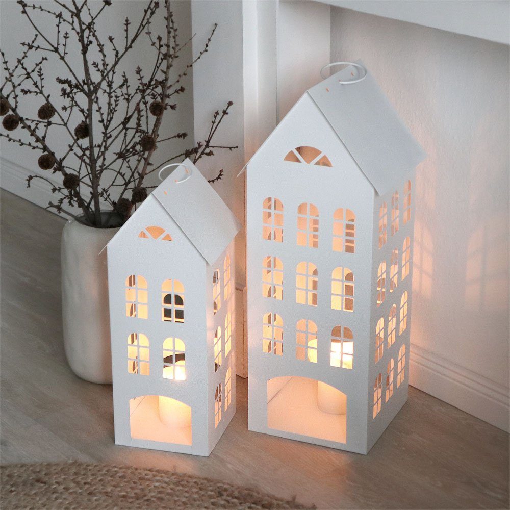 Dekohaus Haus WHITE Metall HOME H60cm aus Grafelstein Kerzenlaterne weiß