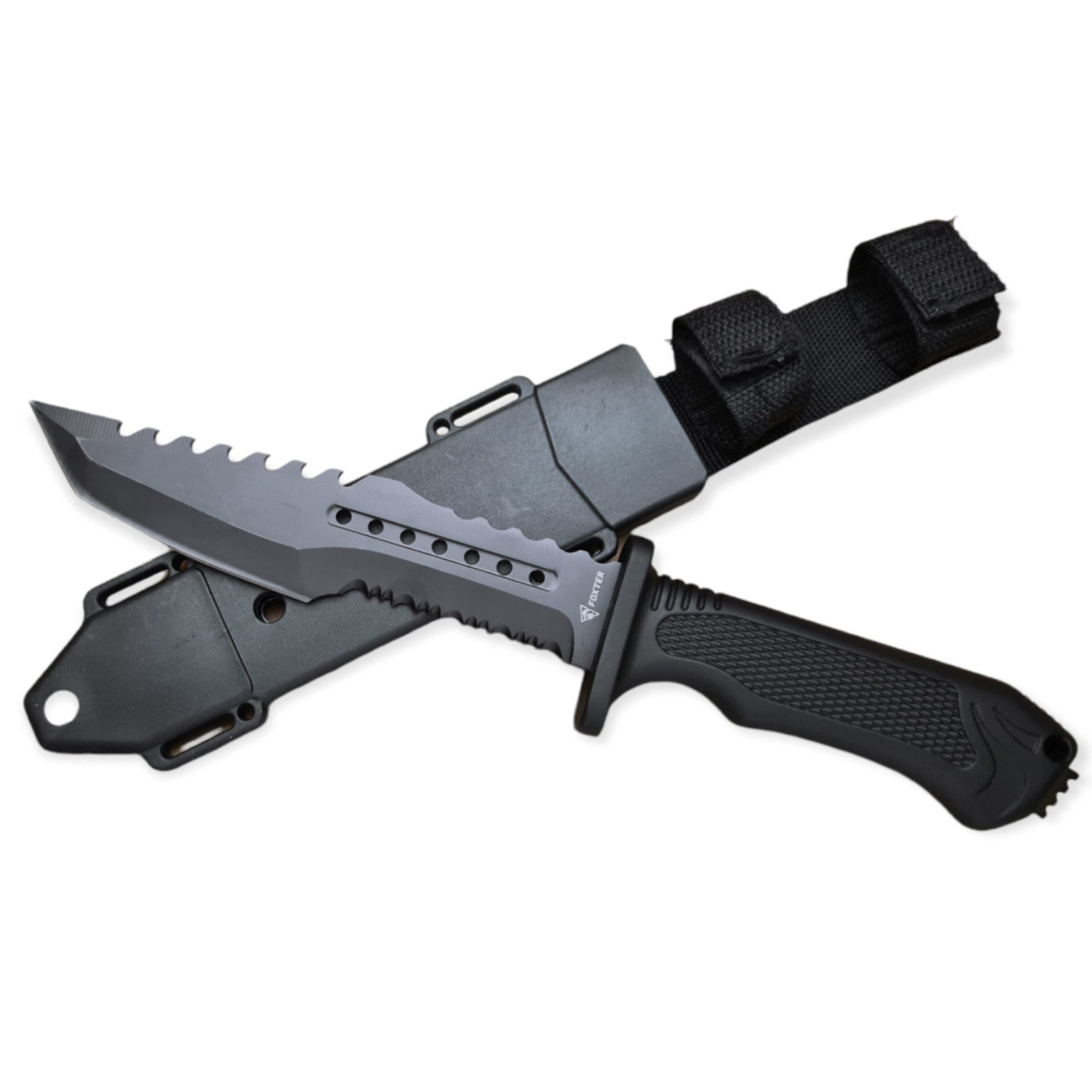 Foxter Allzweckmesser Outdoor Werkzeugmesser 31 cm Edelstahl Klinge mit Tasche Camping, Edelstahl Klinge ergonomisch Griff mit Tasche Outdoor Werkzeug