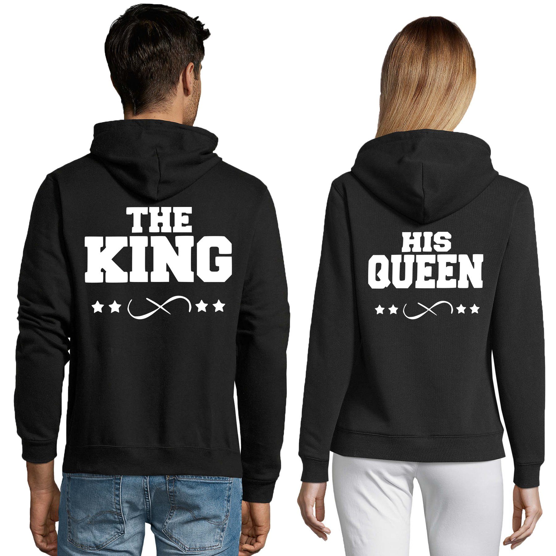 Blondie & Brownie Hoodie Unisex Paar Pärchen Pullover The King His Queen Valentin Bff Friends mit Kapuze, Kängurutasche