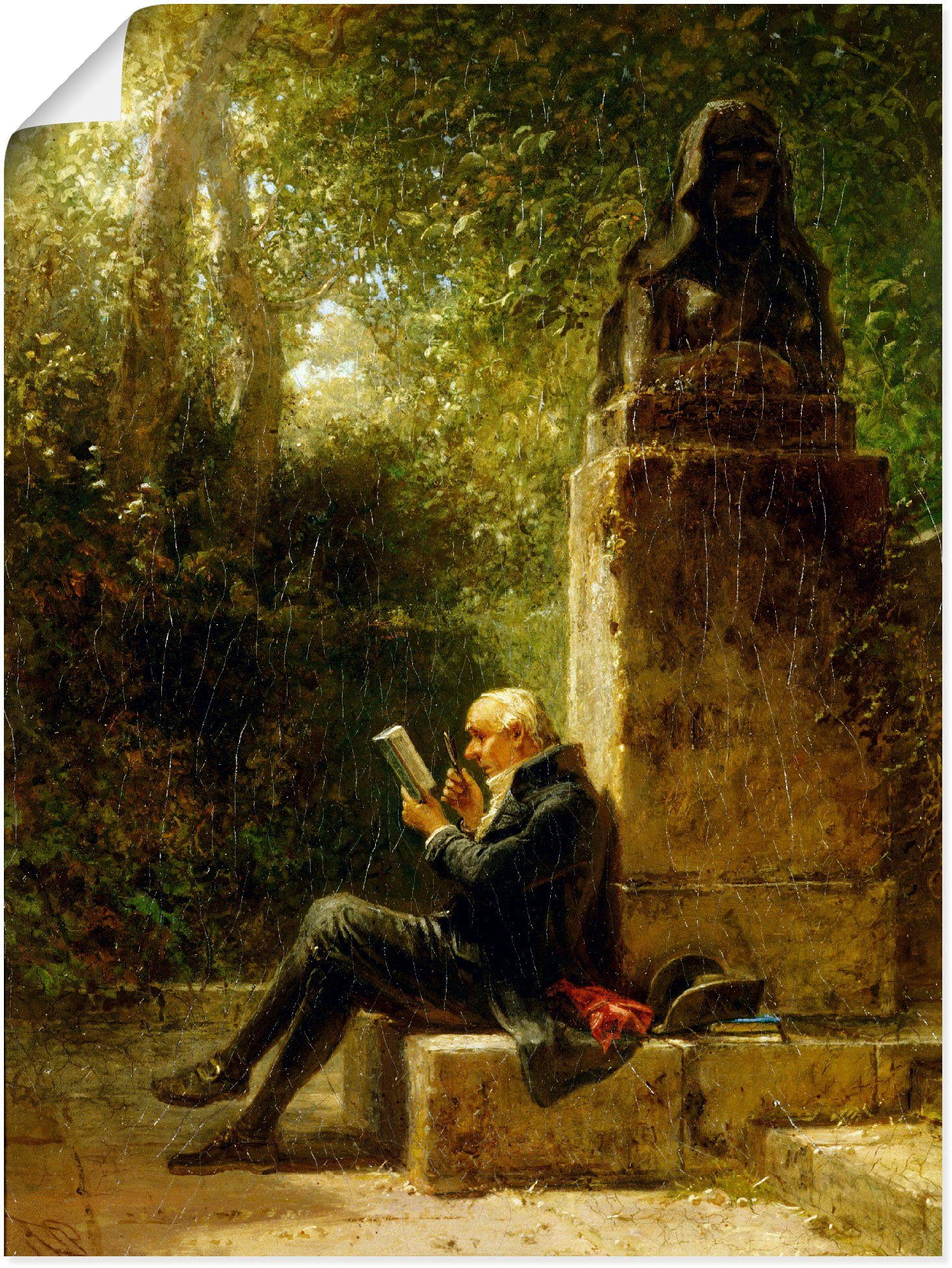 Artland Wandbild Der Philosoph (Der Leser im Park), Mann (1 St), als Leinwandbild, Wandaufkleber oder Poster in versch. Größen