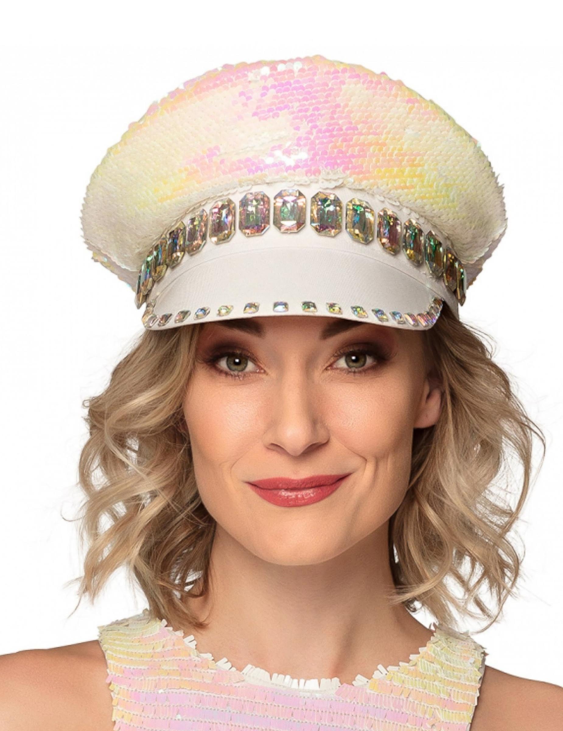 Boland Kostüm Funkelnde Disco-Mütze mit Pailletten für Erwachsene bunt 28 x 15 x 26