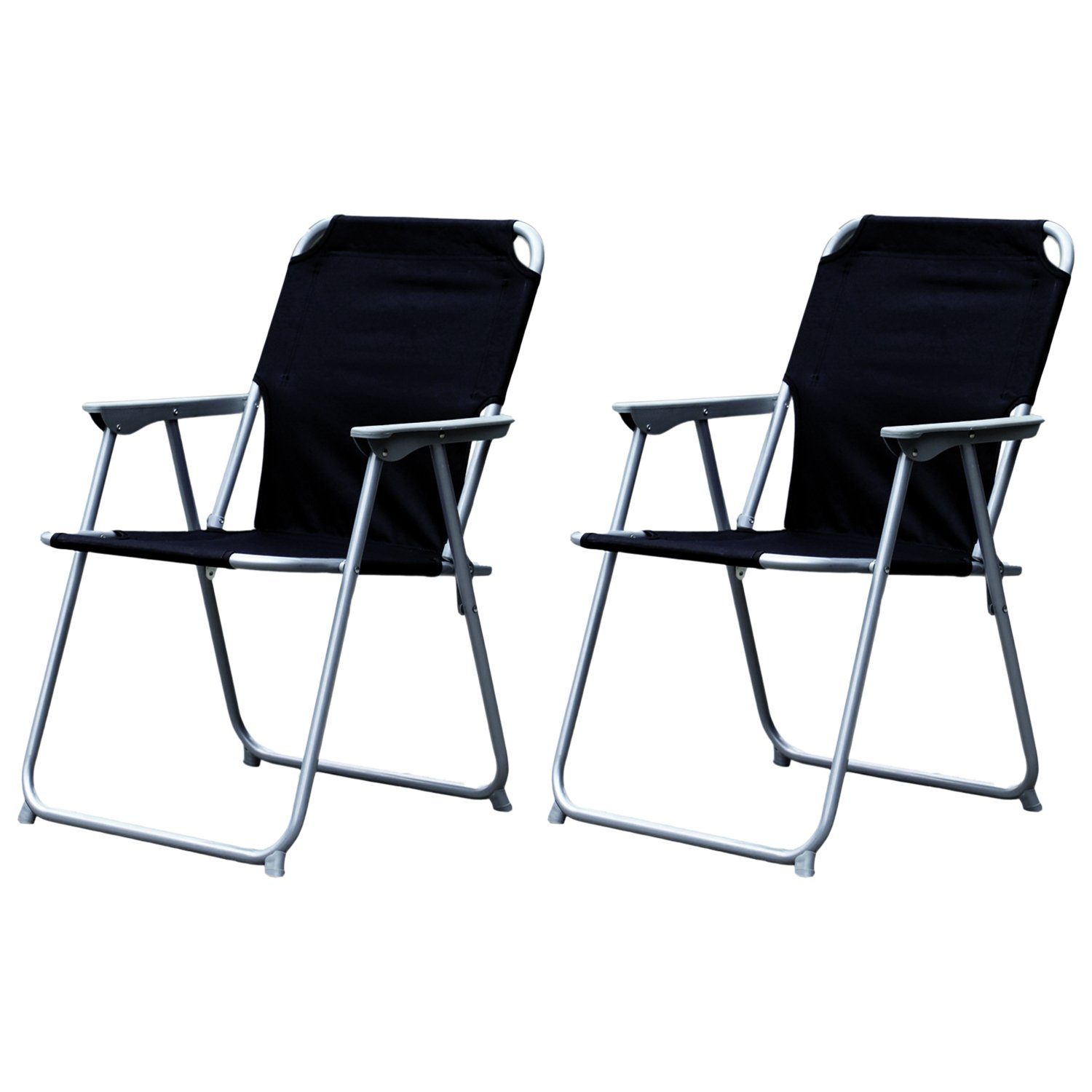 Klappstuhl 2 Stück Campingstuhl Stoff Oxfort Metall Schwarz