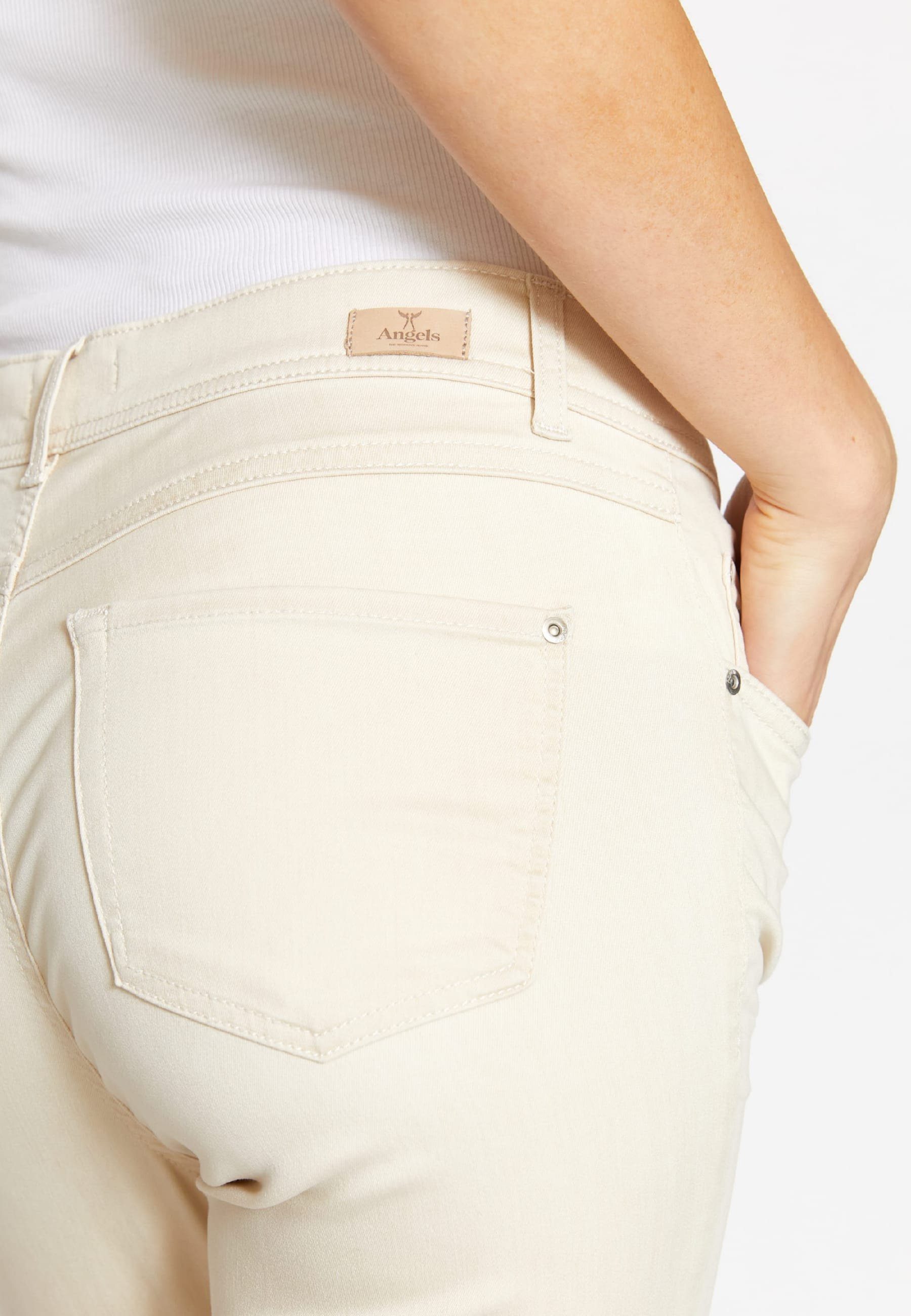 Ornella ANGELS used Denim Jeans mit 7/8-Jeans 48858 light aus beige Super Label-Applikationen Stretch