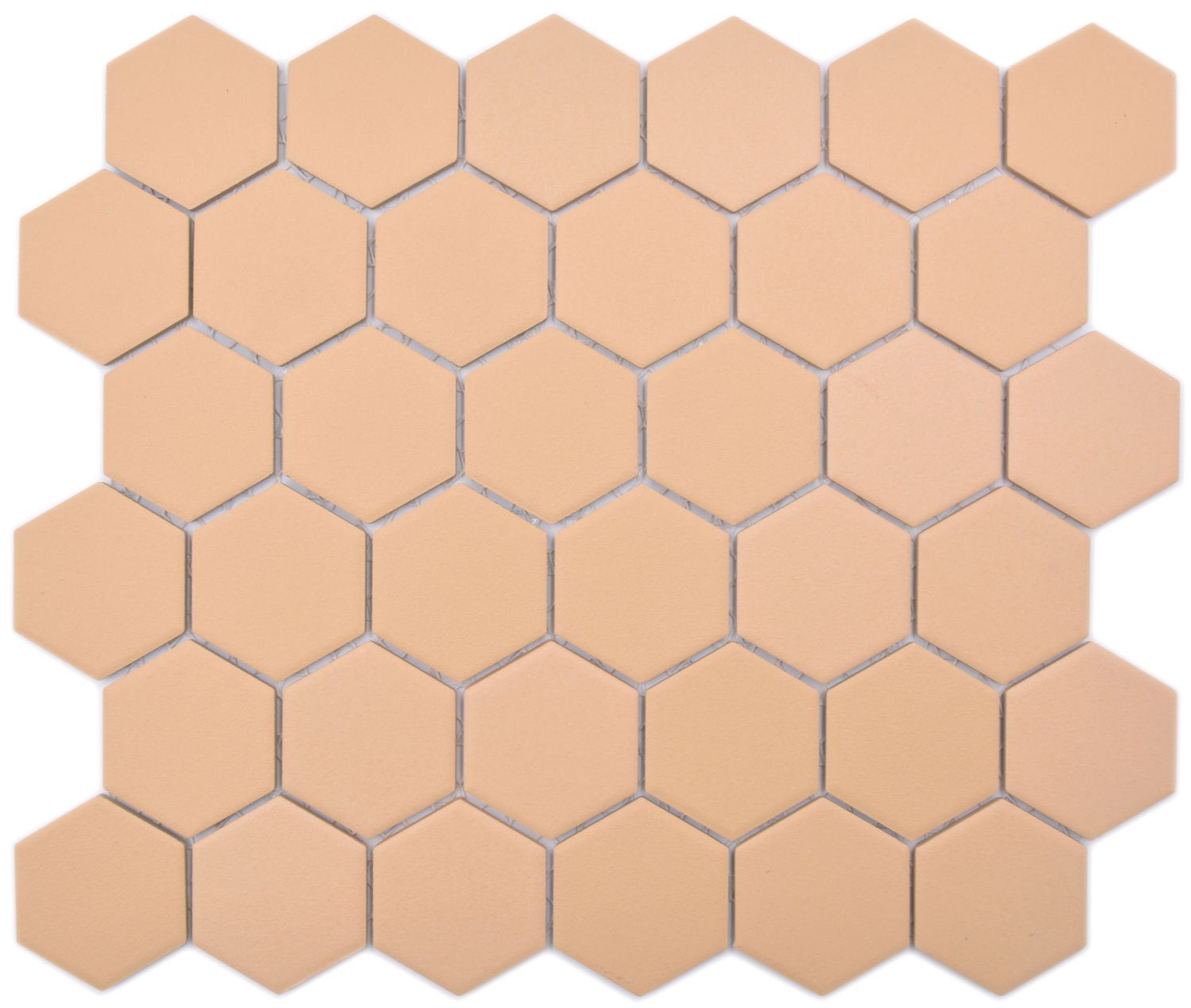 Mosani Mosaikfliesen Hexagonale Sechseck Mosaik Fliese Keramik ockerorange