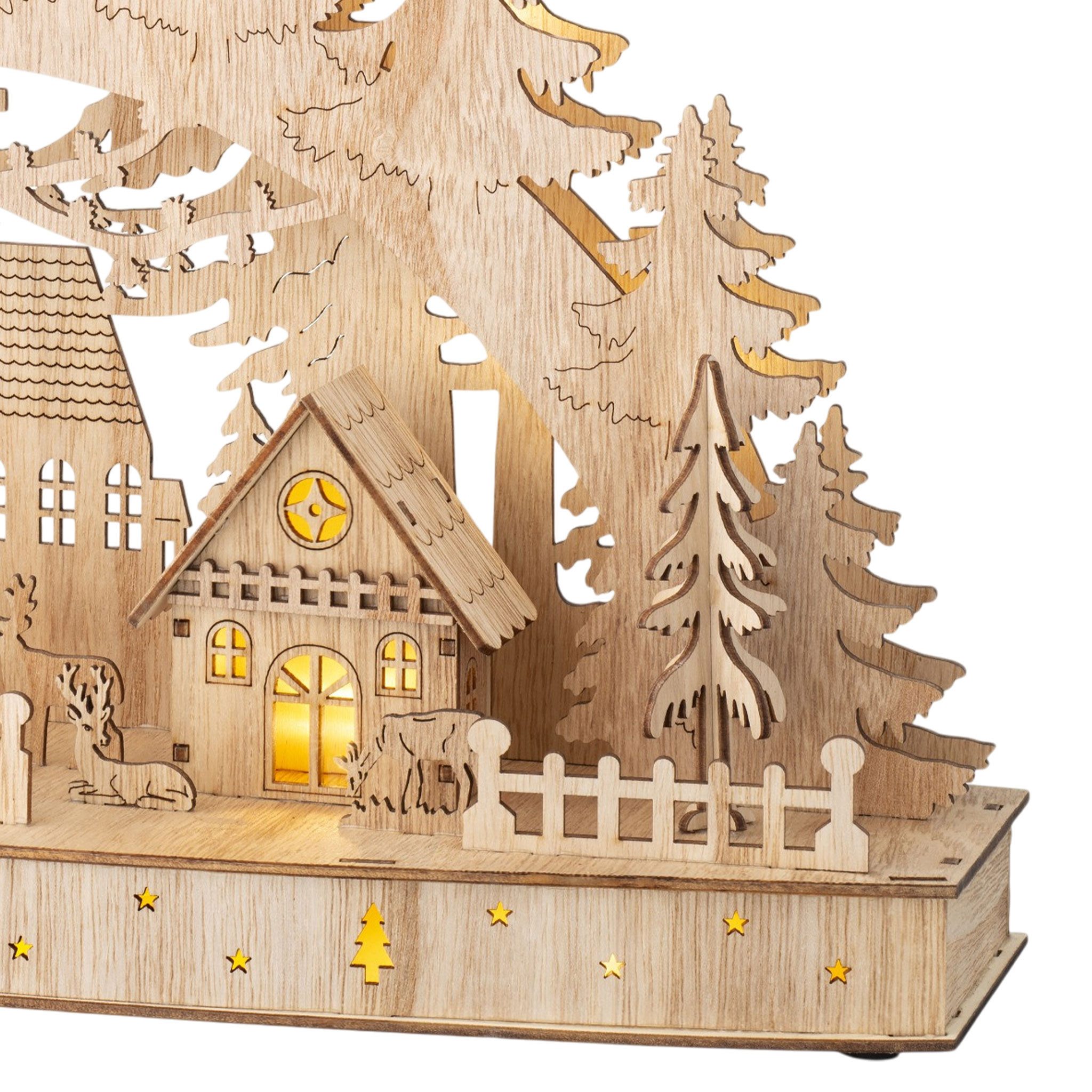 Spetebo LED Schwibbogen Weihnachtsdorf 44 x 26 cm warm weiß beleuchtet (1-tlg), mit Timer – Bild 5 von 5